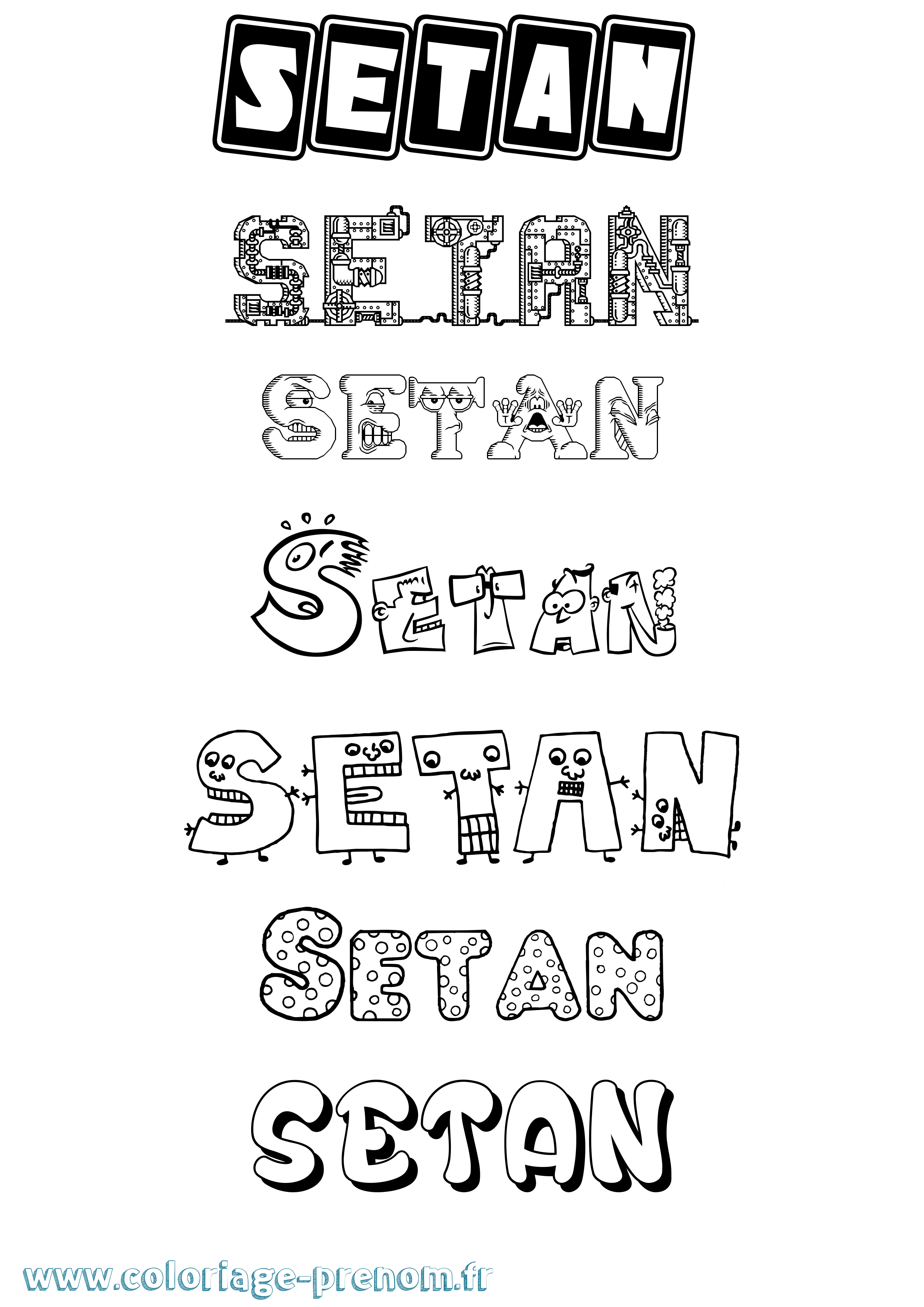 Coloriage Setan Fun Coloriage prénom Setan Fun