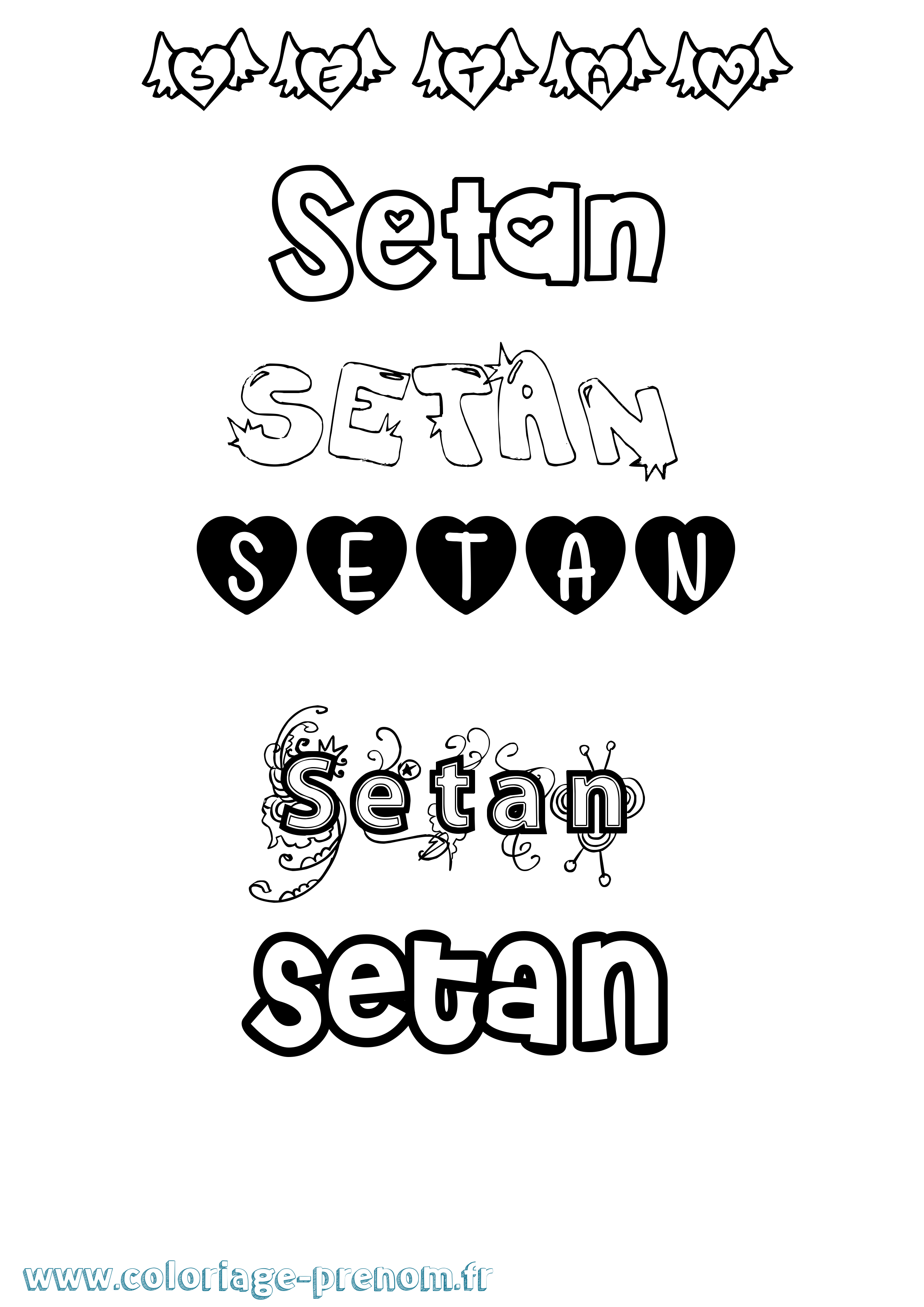 Coloriage Setan Girly Coloriage prénom Setan Girly