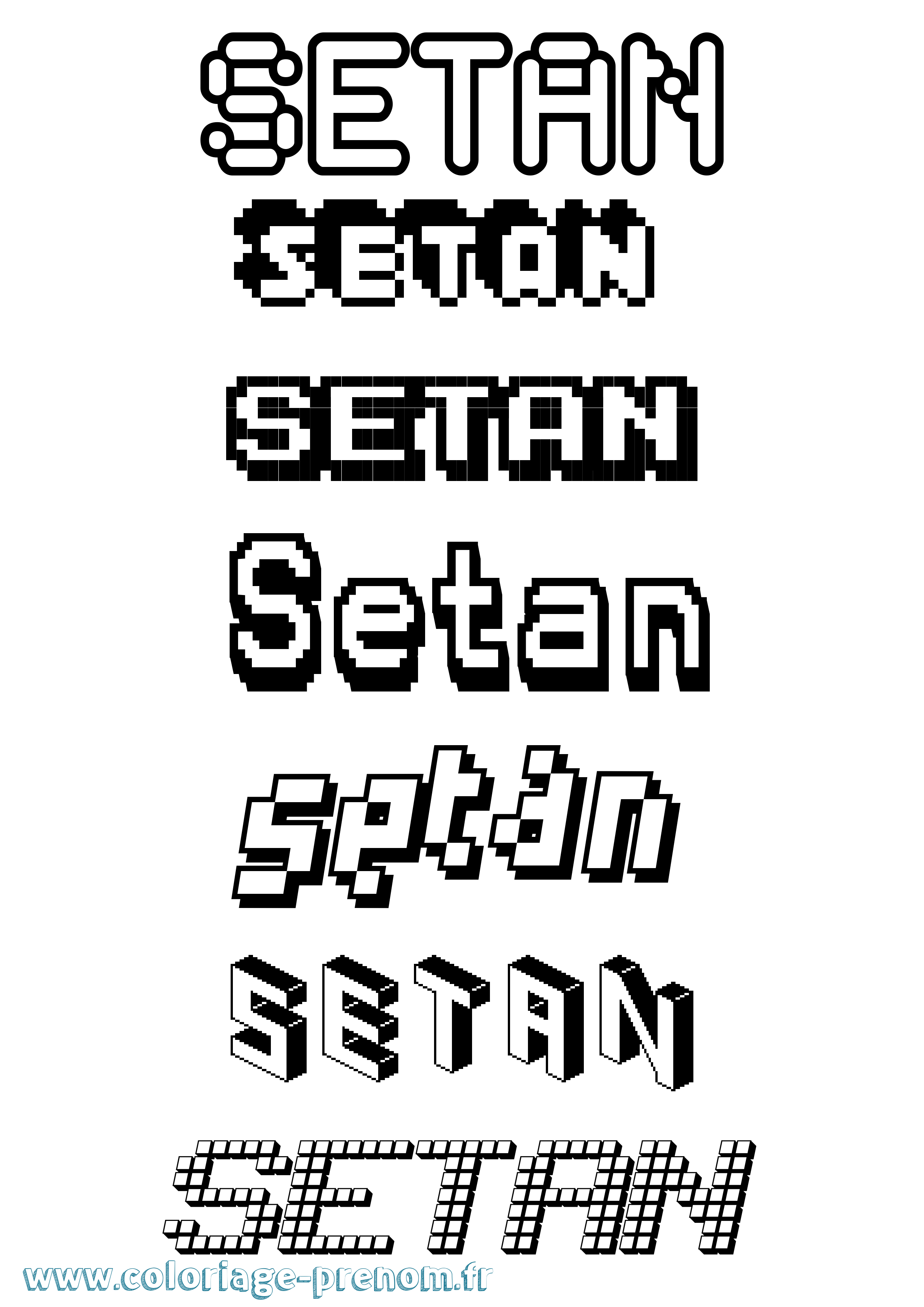Coloriage Setan Pixel Coloriage prénom Setan Pixel