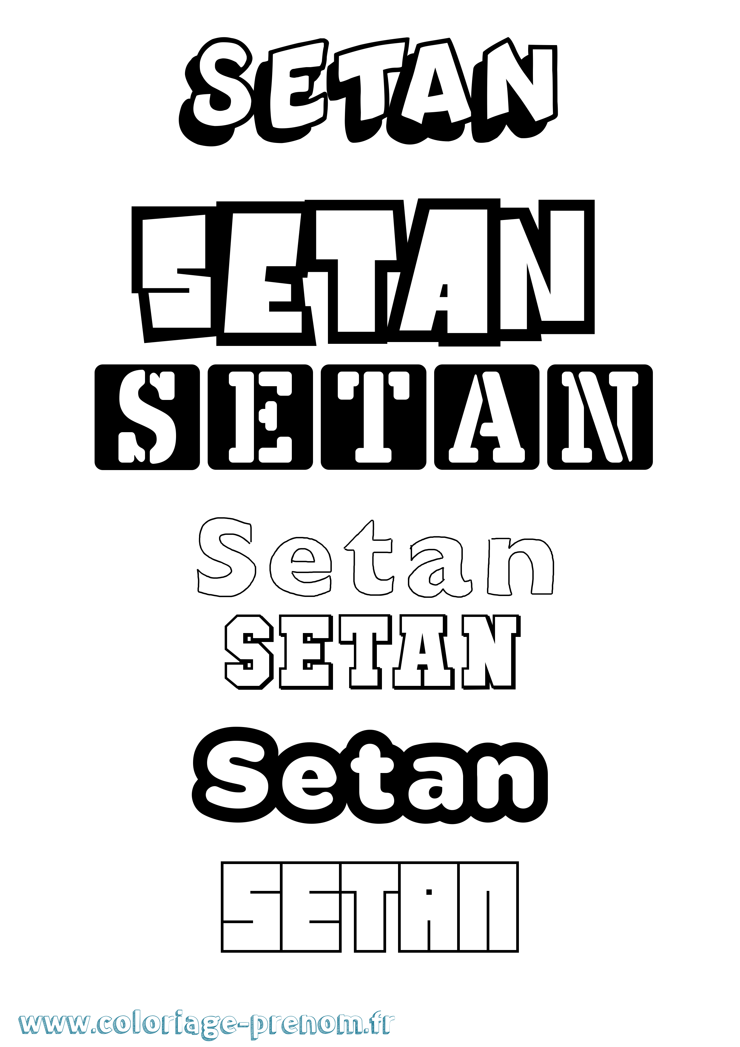 Coloriage Setan Simple Coloriage prénom Setan Simple