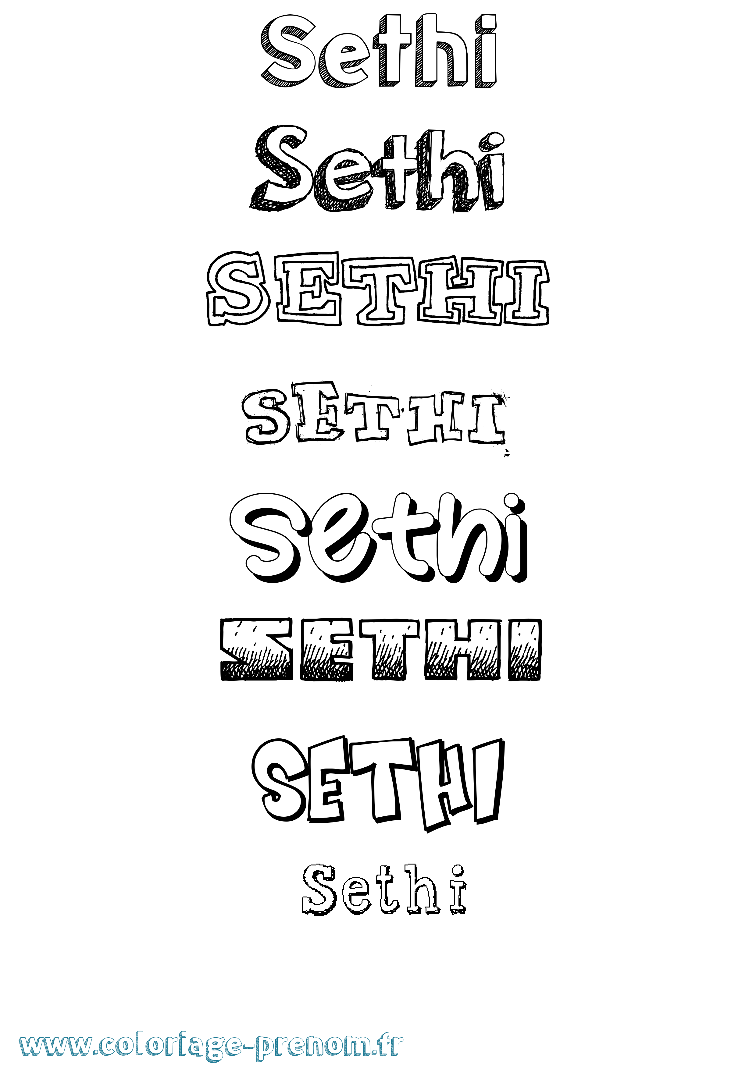 Coloriage Sethi Dessiné Coloriage prénom Sethi Dessiné