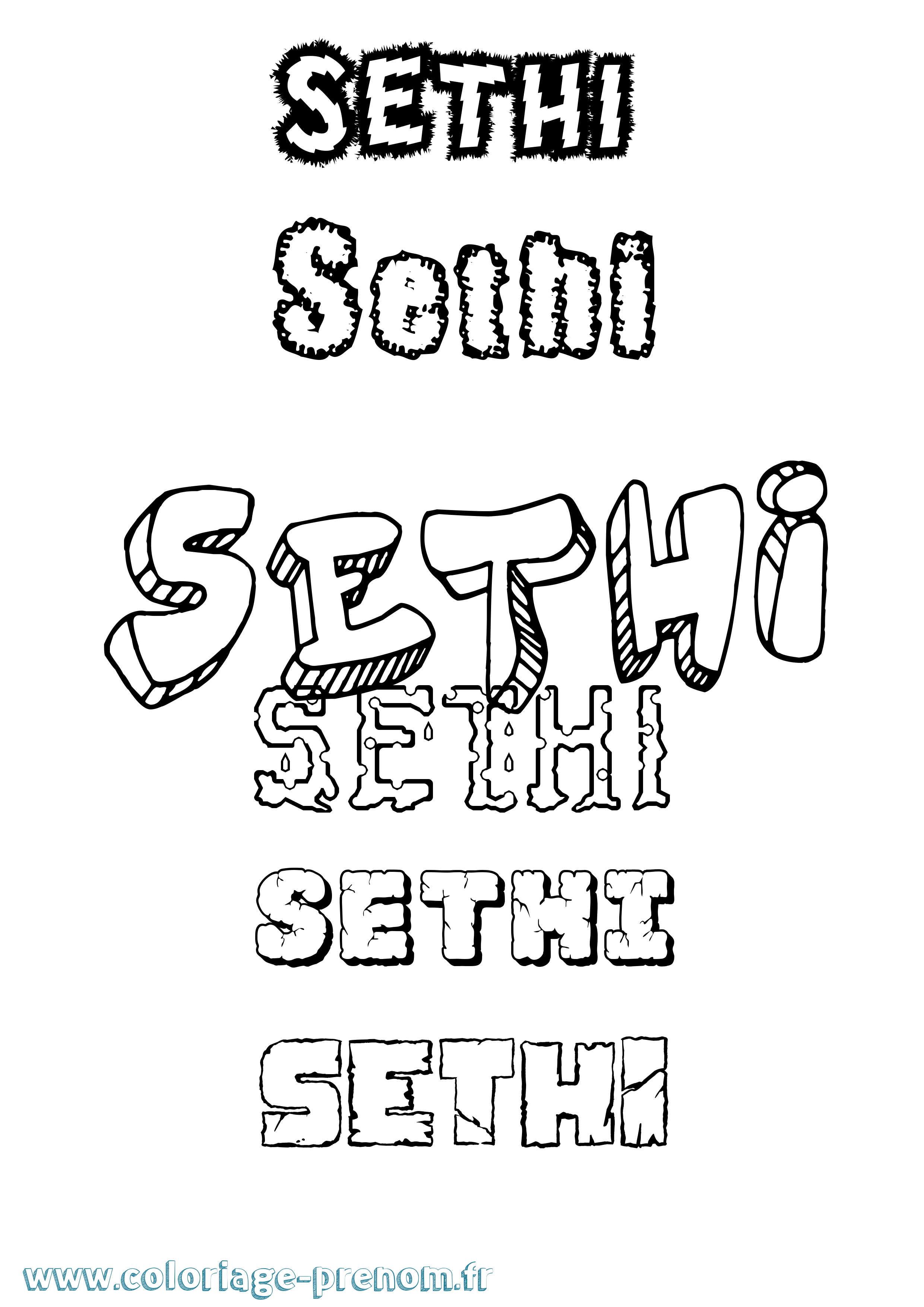 Coloriage Sethi Destructuré Coloriage prénom Sethi Destructuré