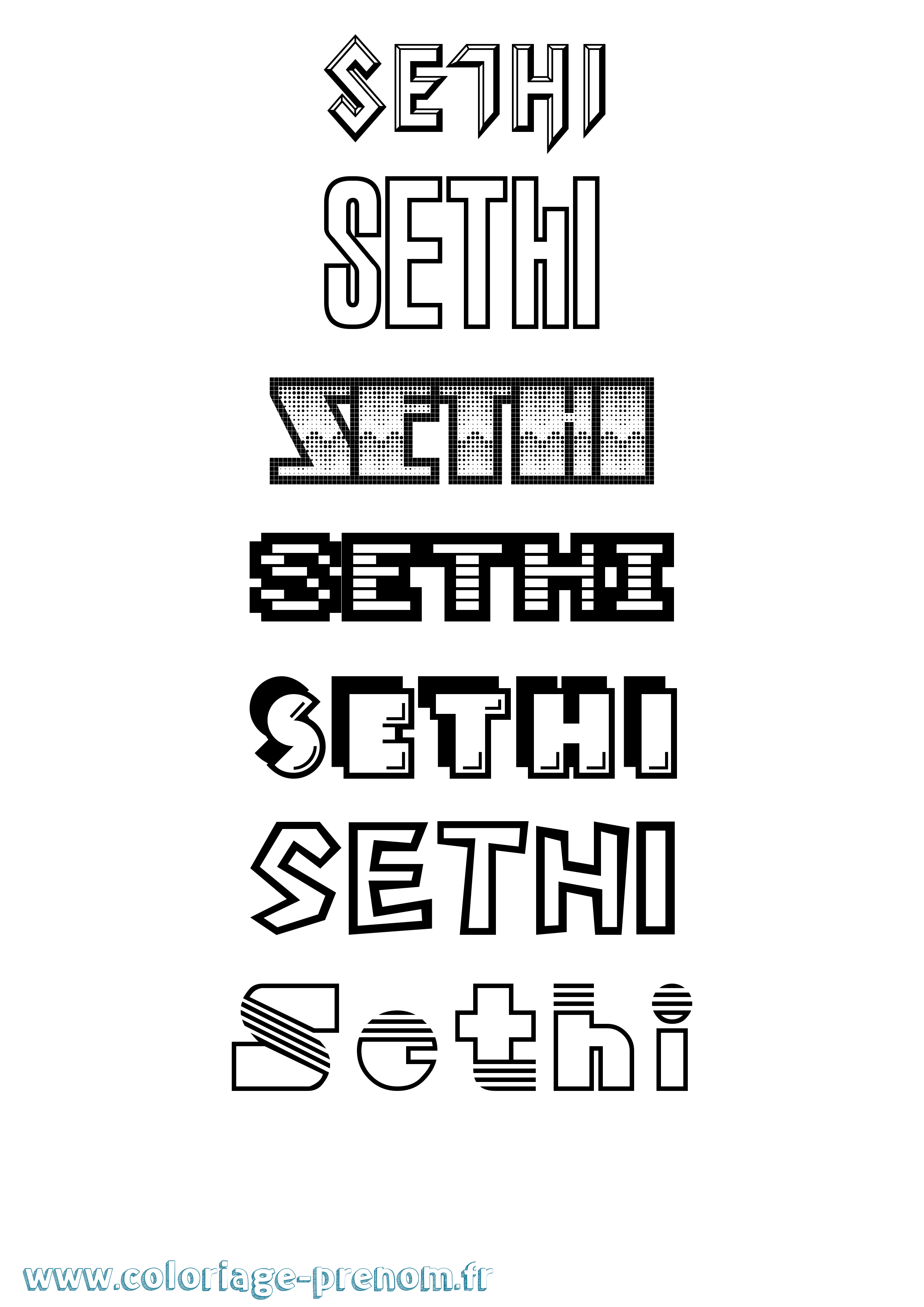 Coloriage Sethi Jeux Vidéos Coloriage prénom Sethi Jeux Vidéos