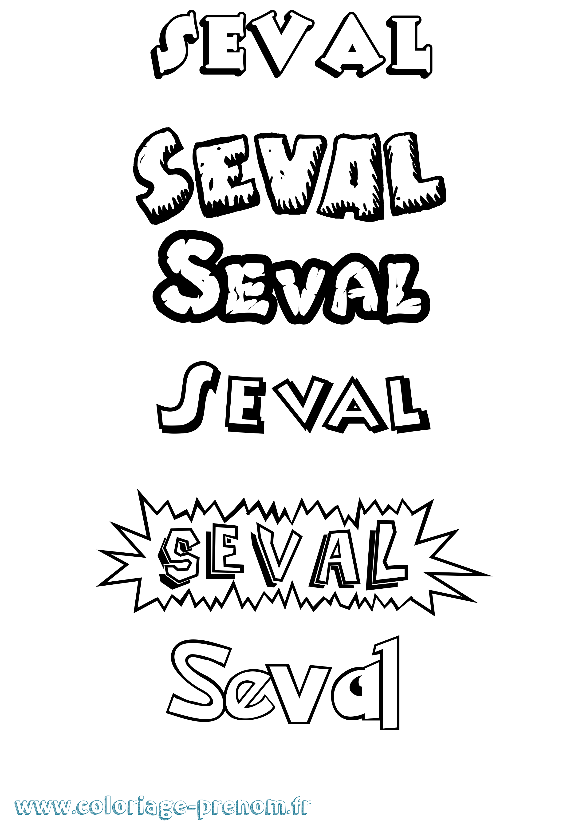 Coloriage Seval Dessin Animé Coloriage prénom Seval Dessin Animé