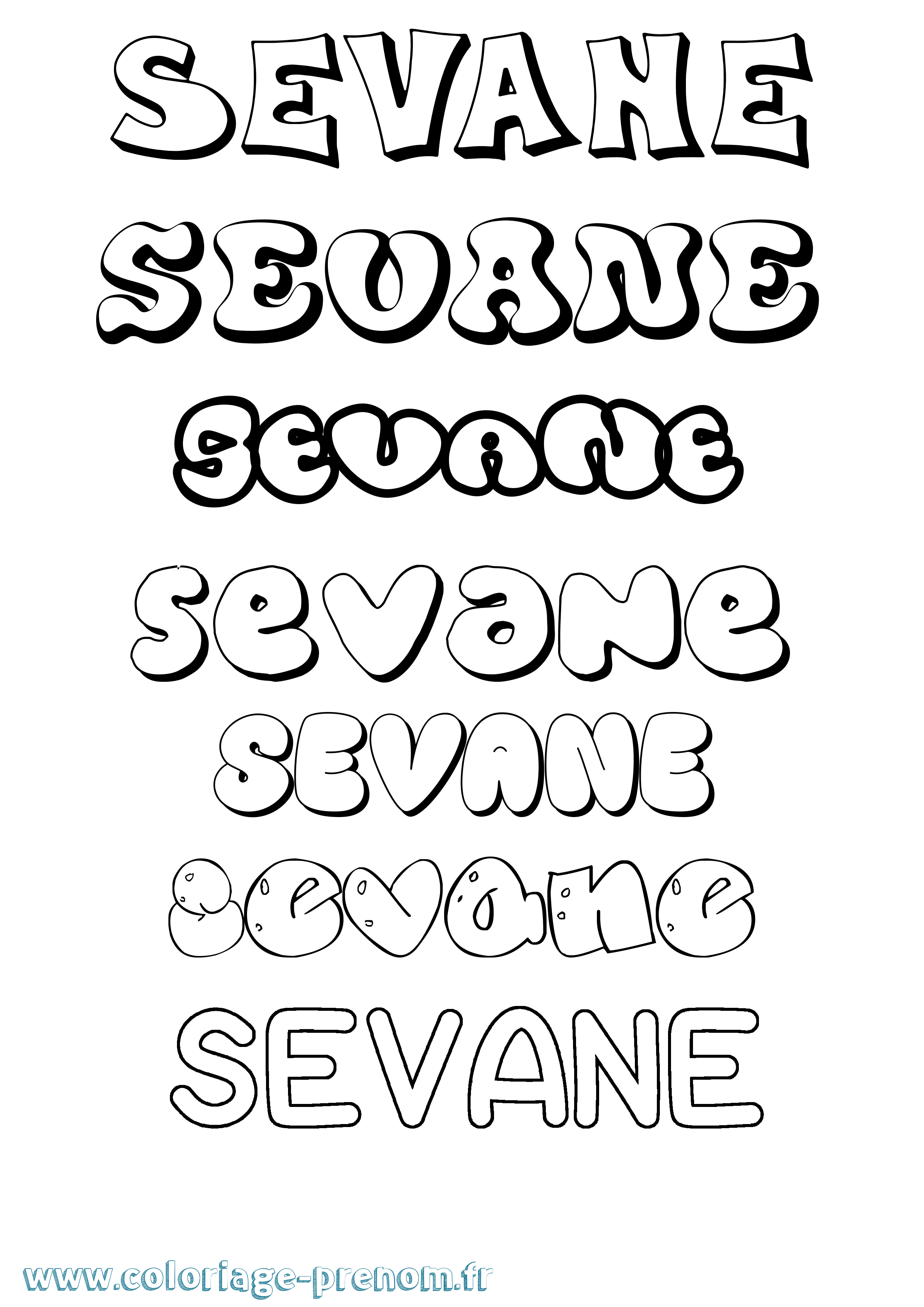 Coloriage Sevane Bubble Coloriage prénom Sevane Bubble