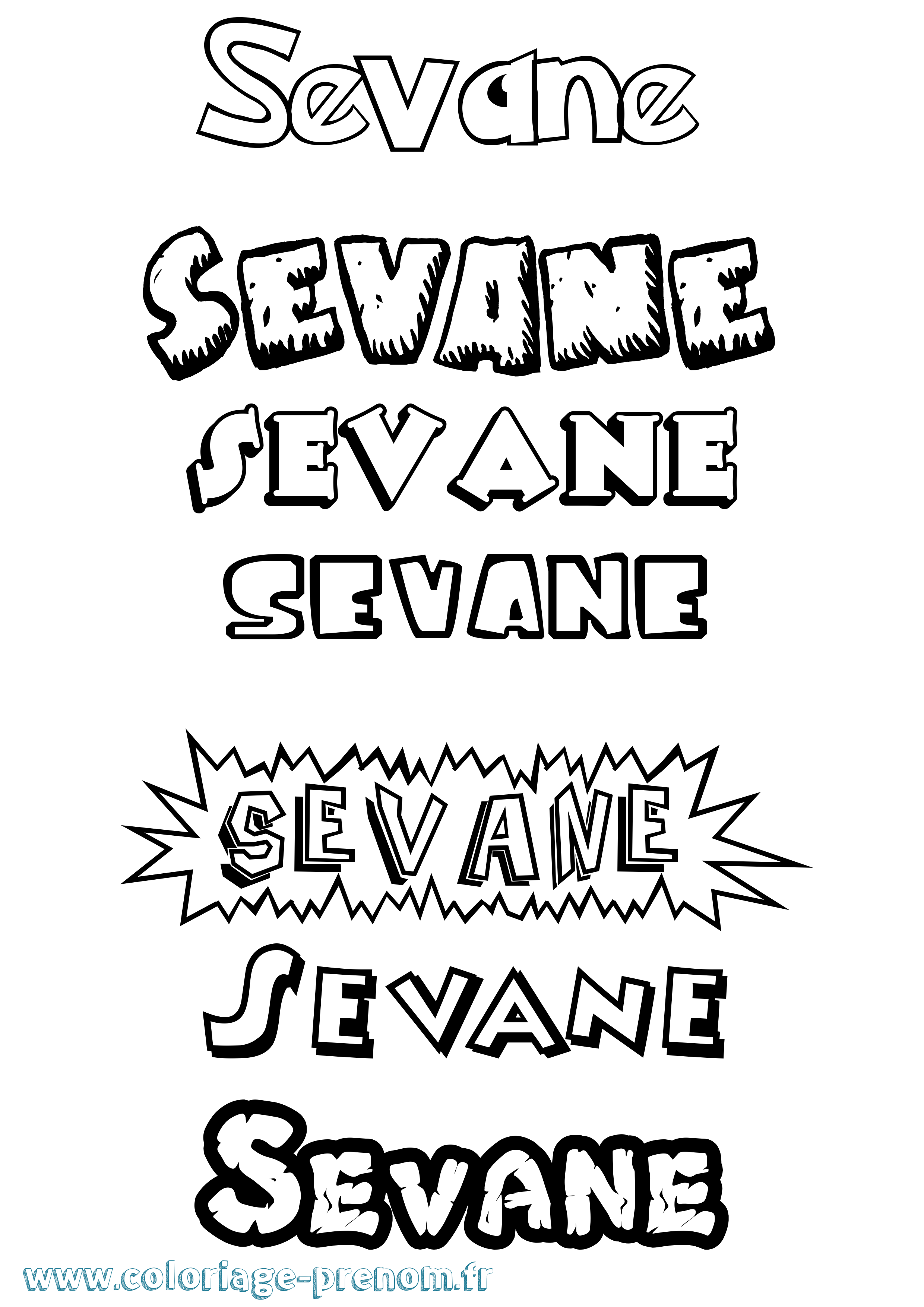 Coloriage Sevane Dessin Animé Coloriage prénom Sevane Dessin Animé