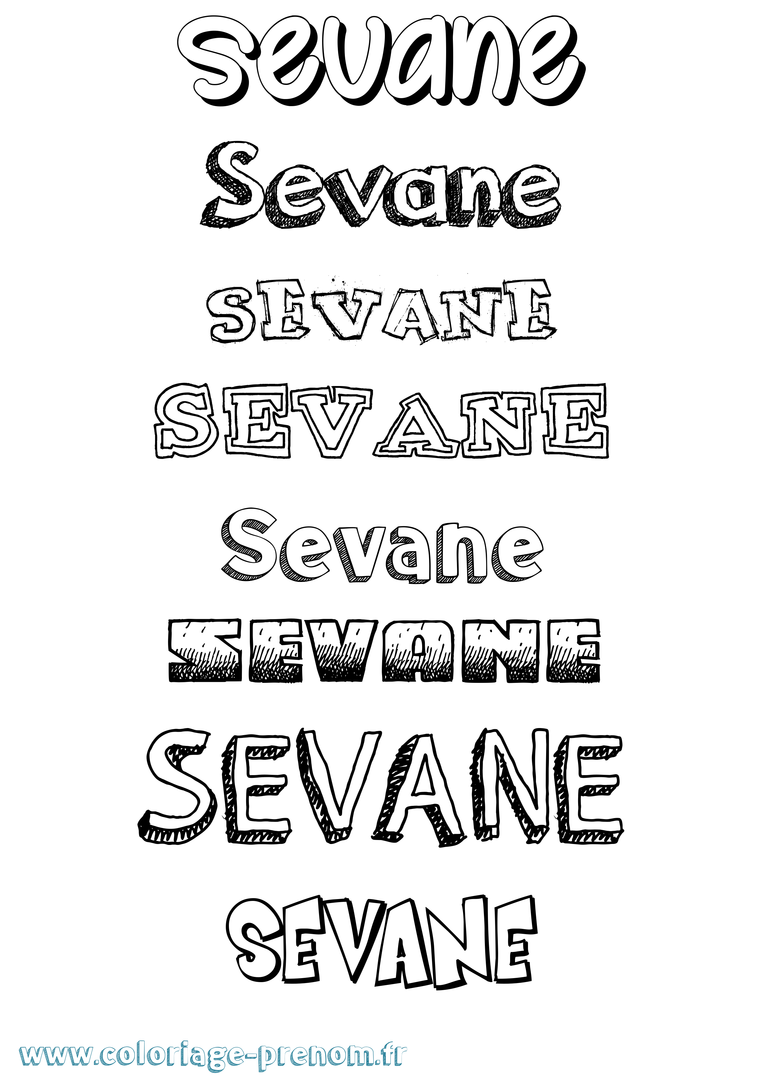 Coloriage Sevane Dessiné Coloriage prénom Sevane Dessiné