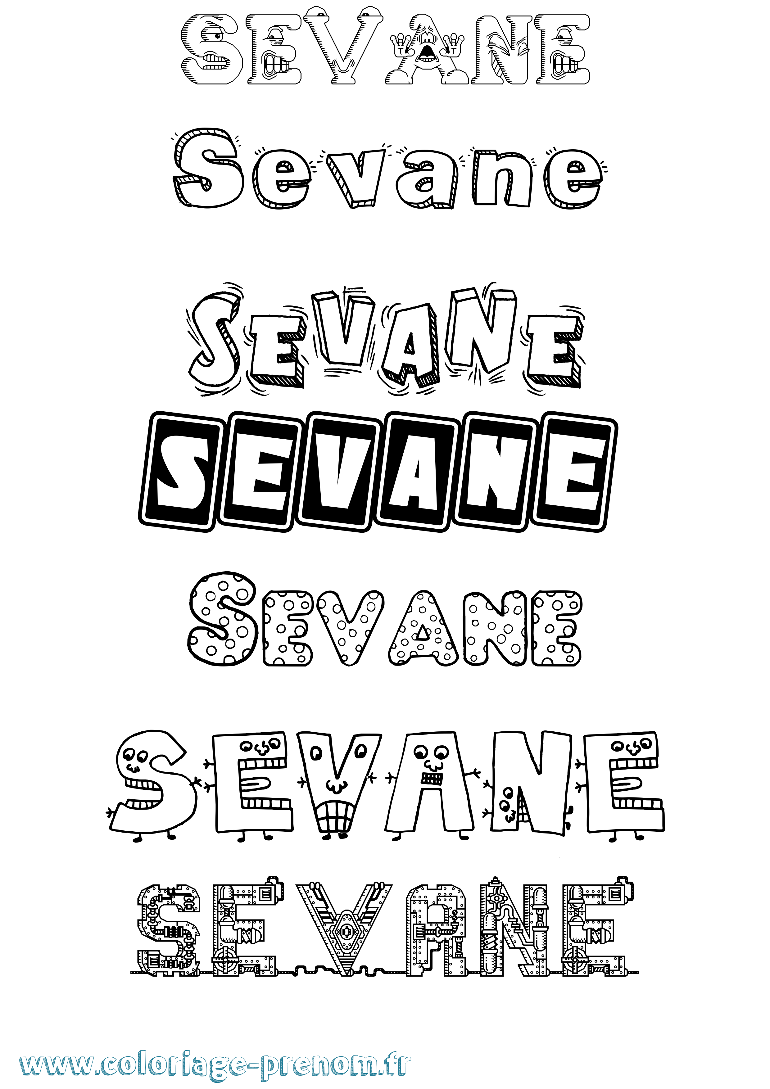 Coloriage Sevane Fun Coloriage prénom Sevane Fun