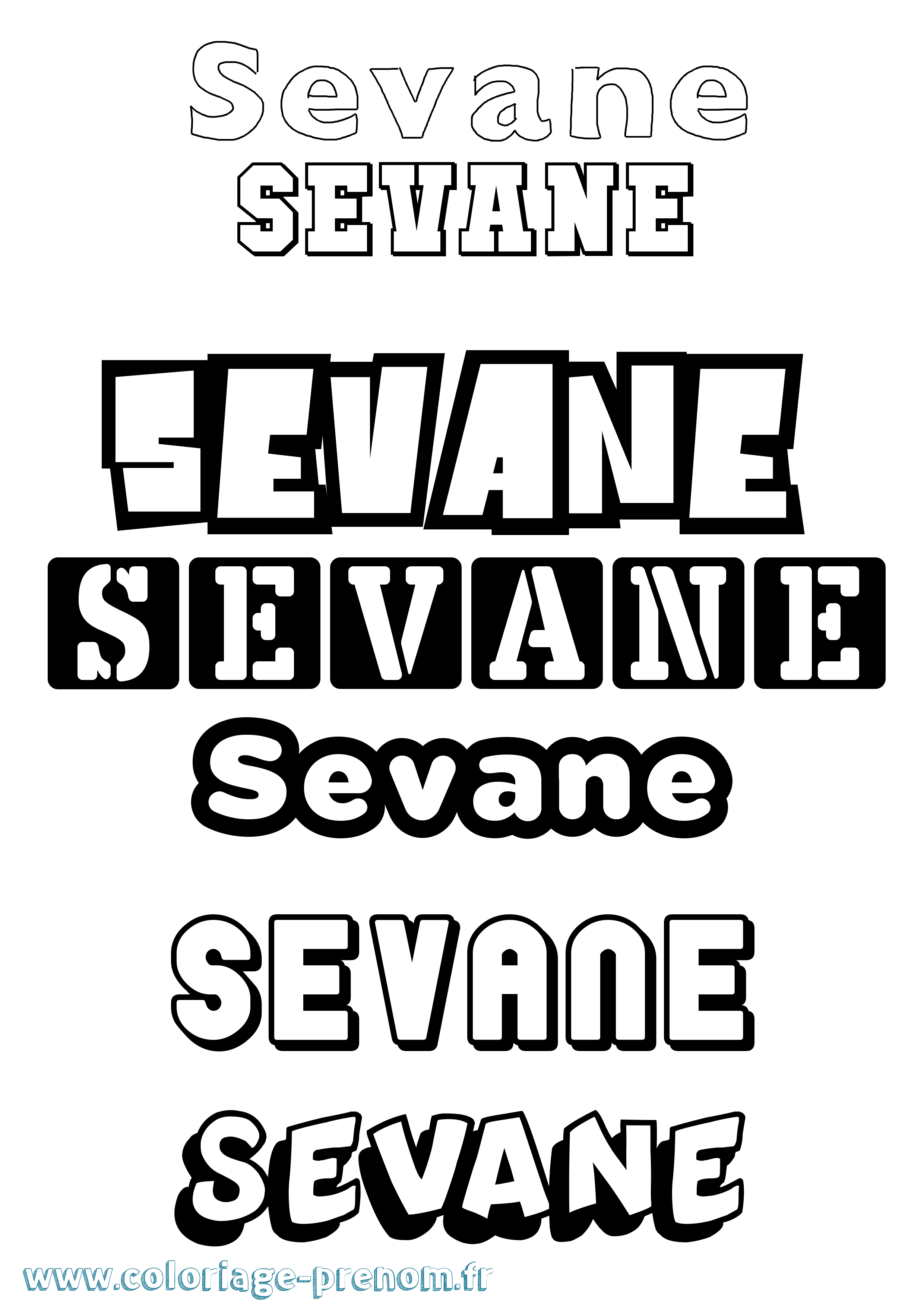 Coloriage Sevane Simple Coloriage prénom Sevane Simple