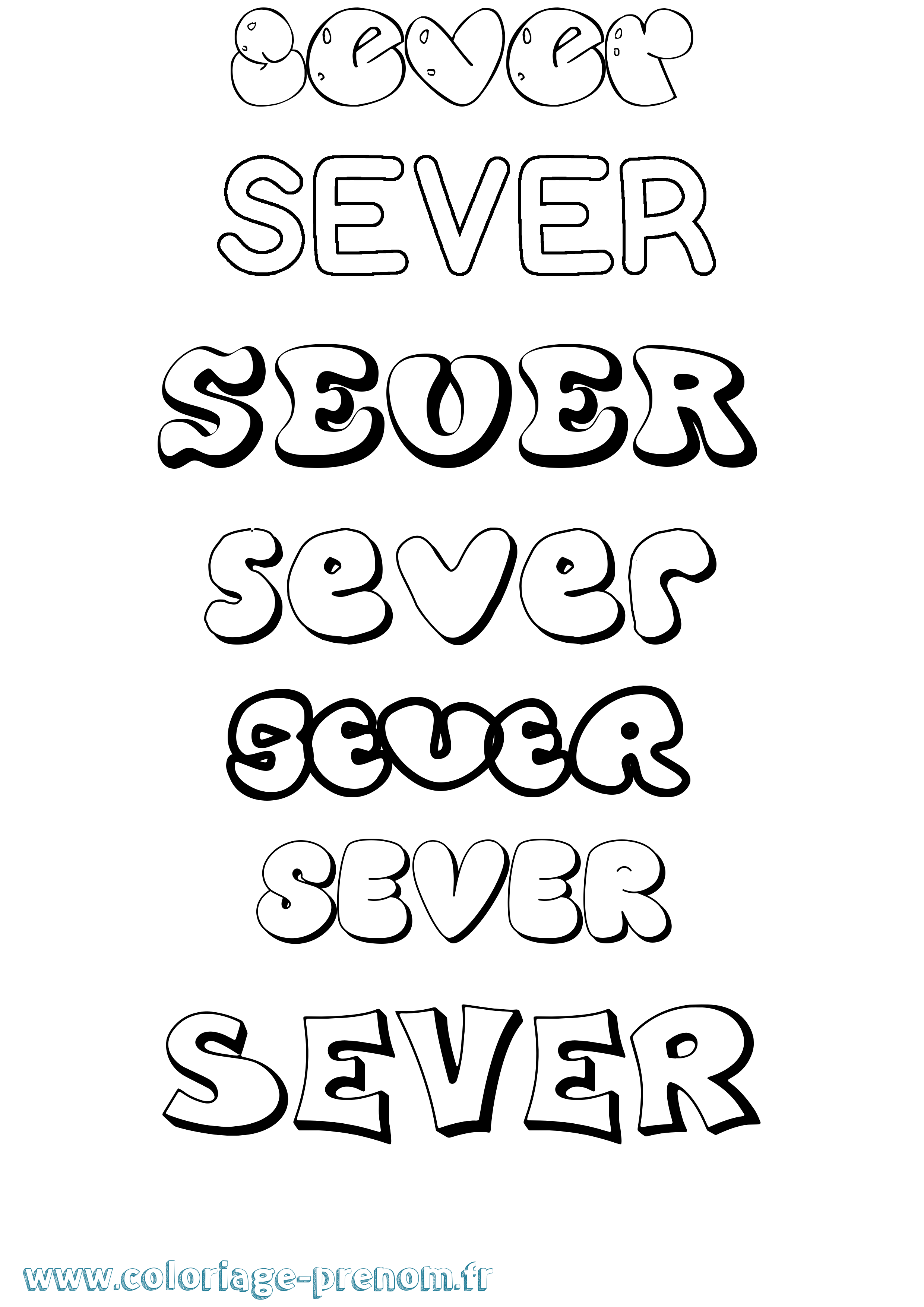 Coloriage Sever Bubble Coloriage prénom Sever Bubble