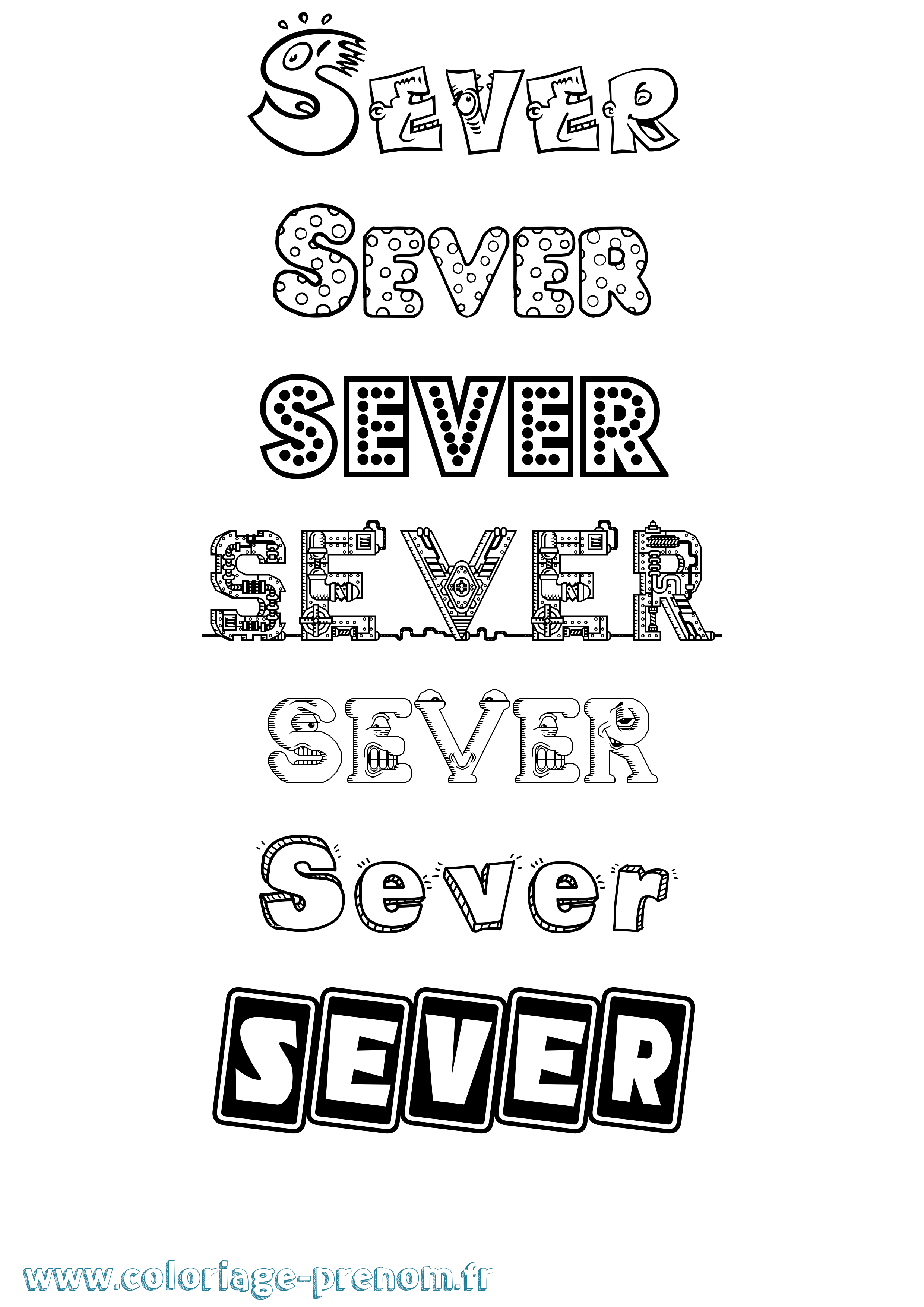 Coloriage Sever Fun Coloriage prénom Sever Fun
