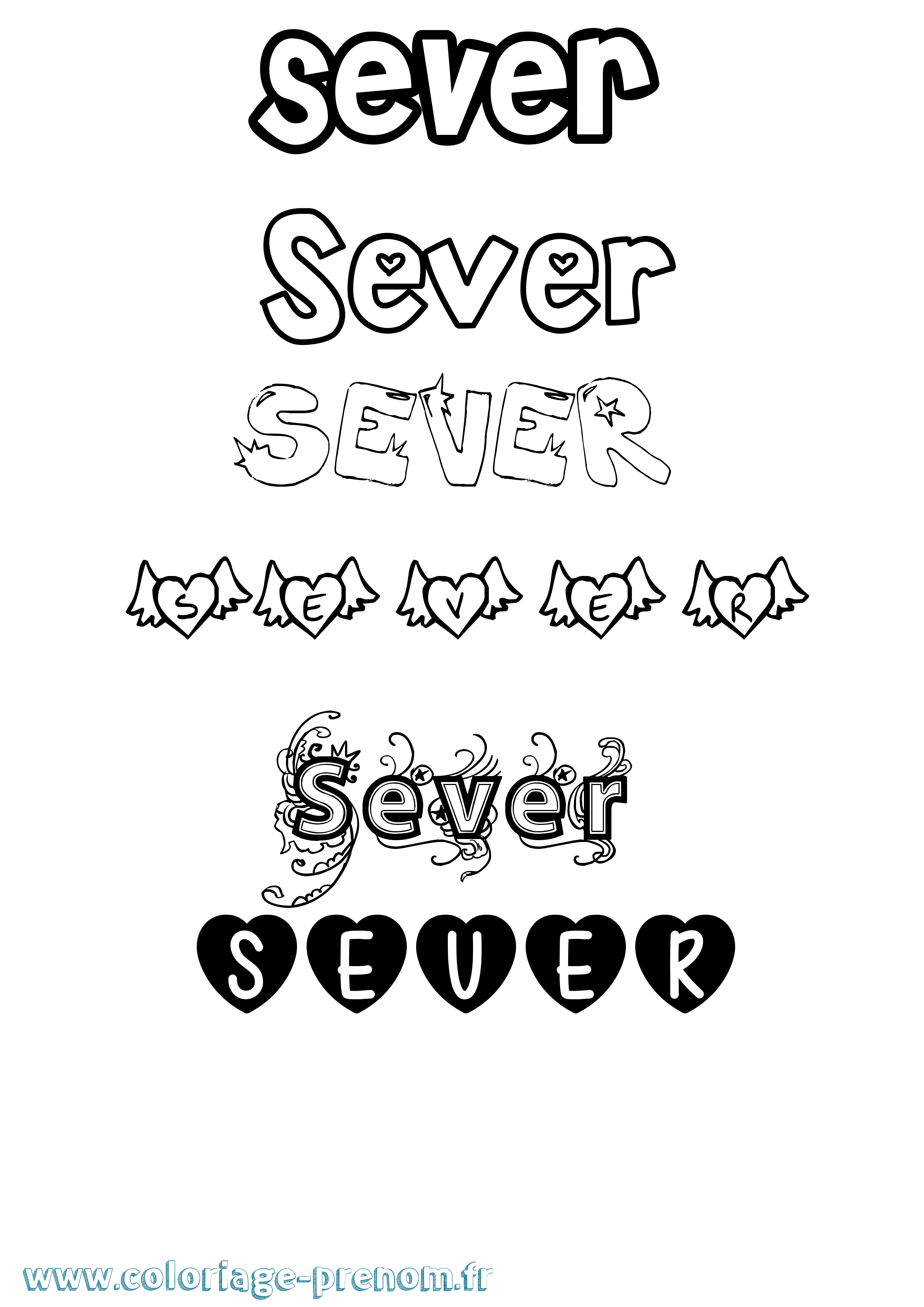 Coloriage Sever Girly Coloriage prénom Sever Girly