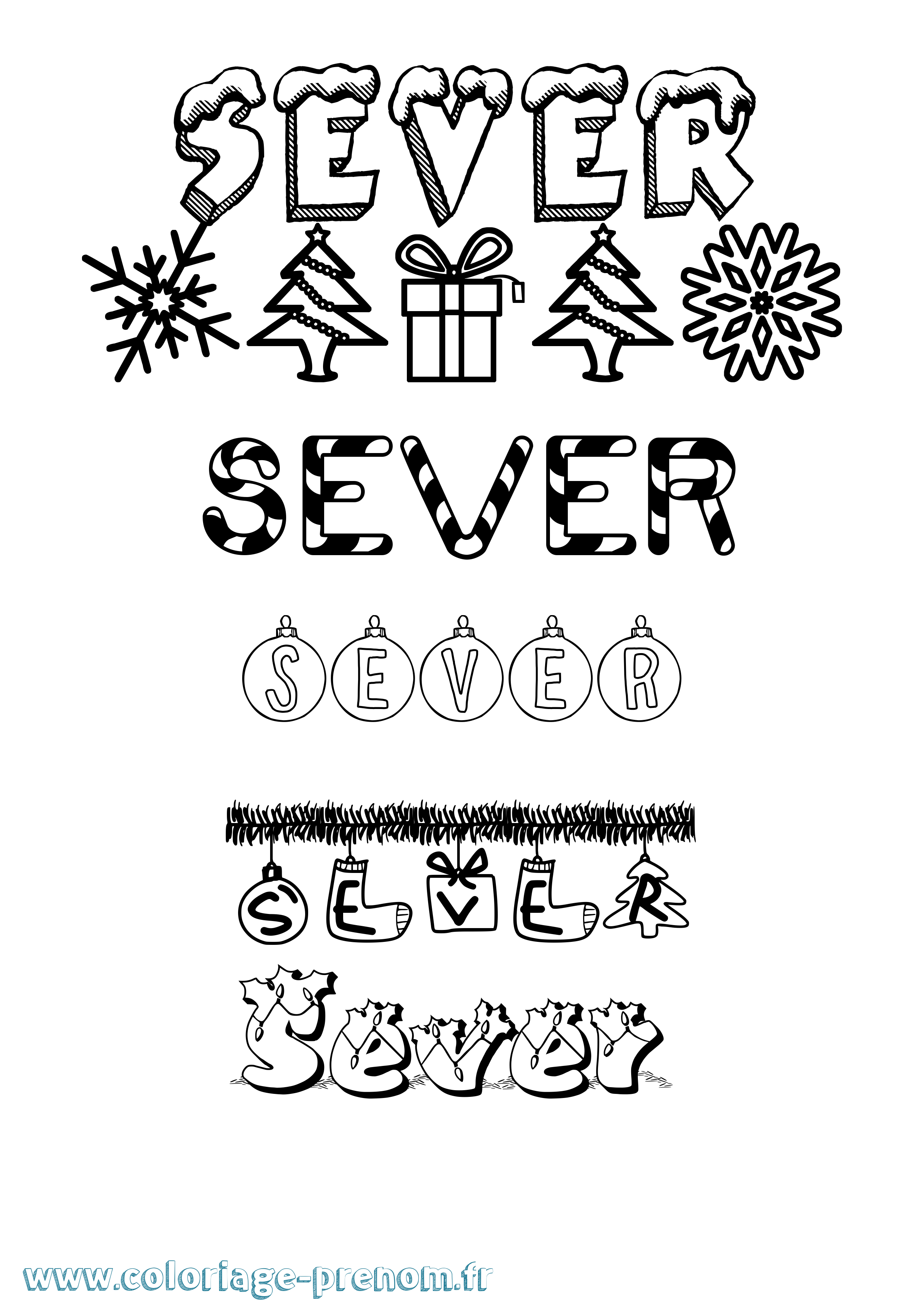 Coloriage Sever Noël Coloriage prénom Sever Noël