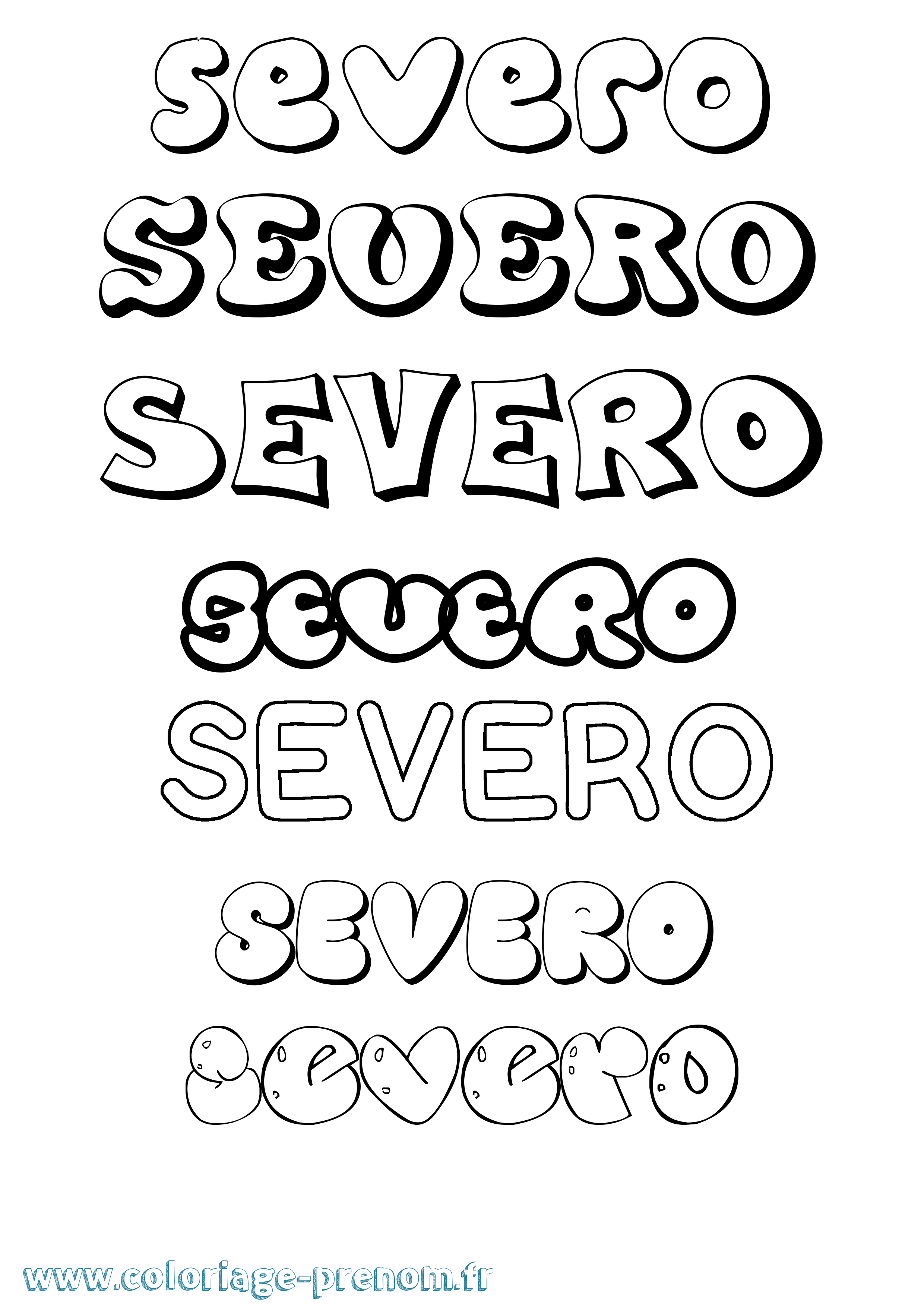 Coloriage Severo Bubble Coloriage prénom Severo Bubble
