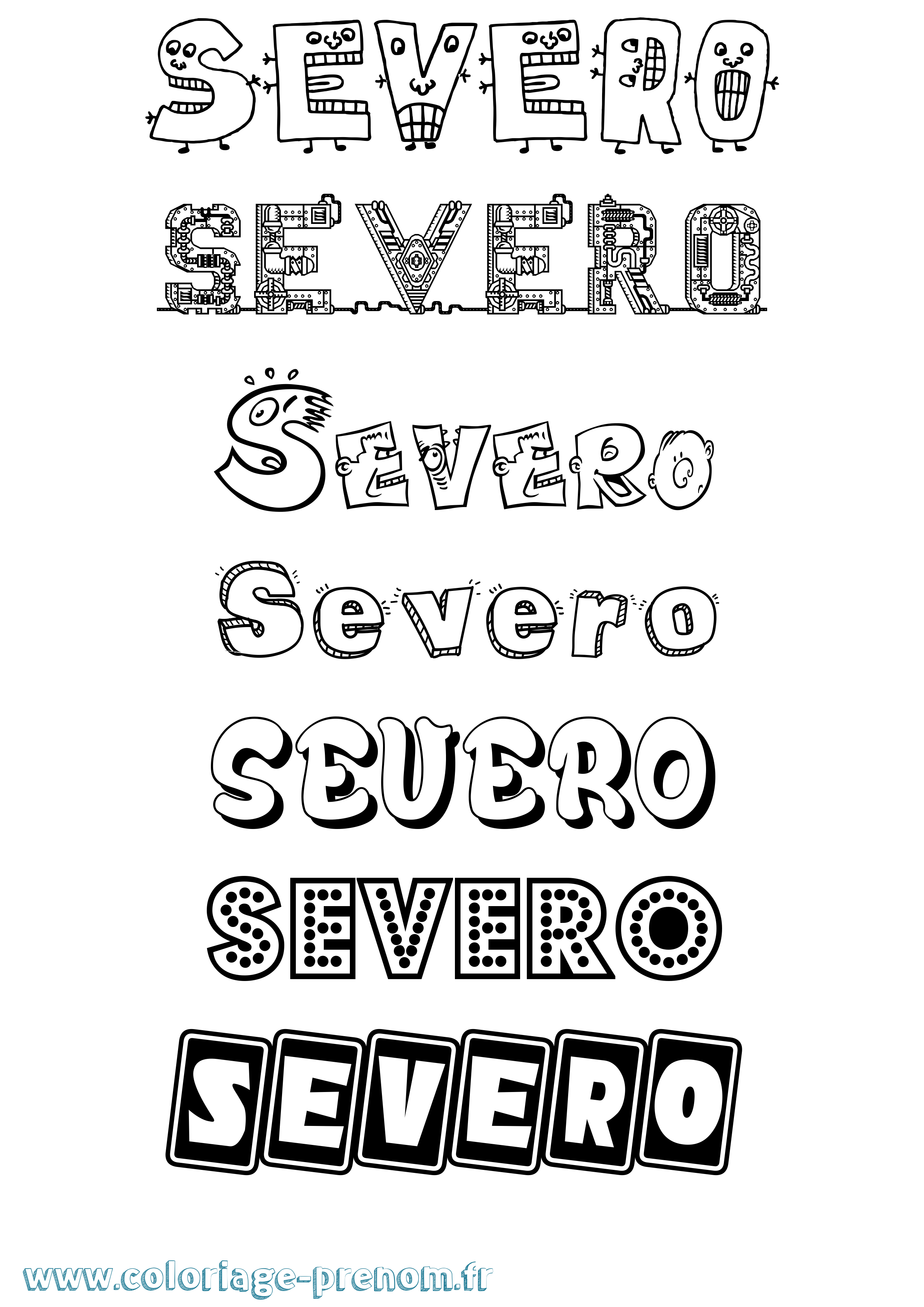 Coloriage Severo Fun Coloriage prénom Severo Fun