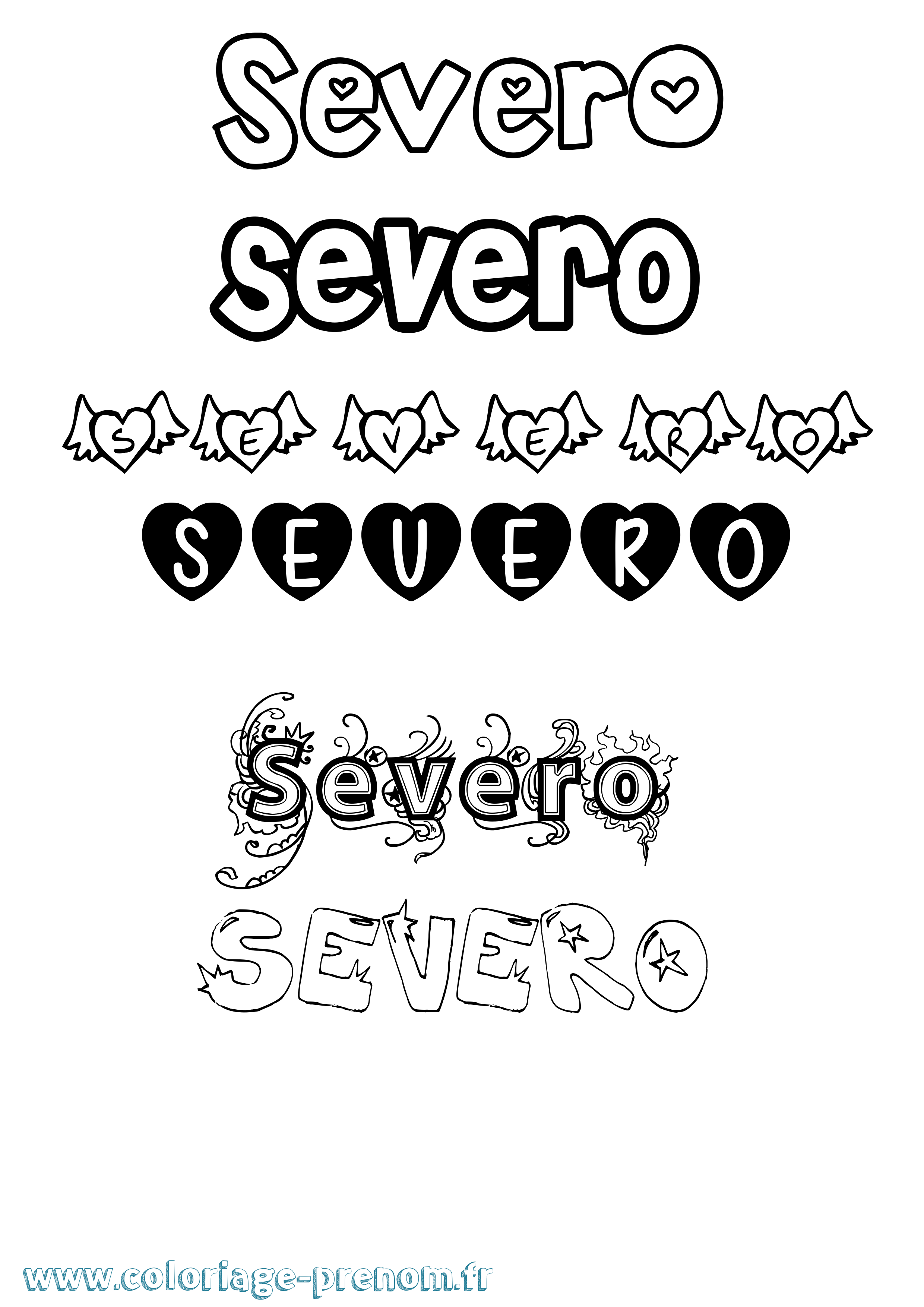 Coloriage Severo Girly Coloriage prénom Severo Girly