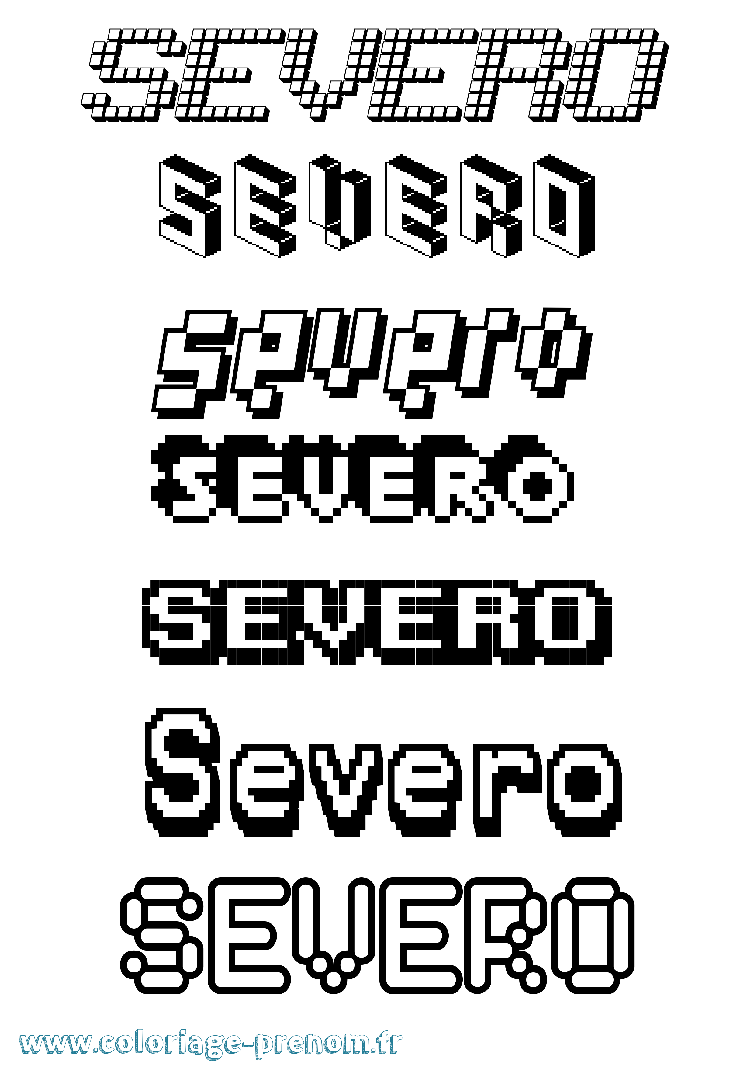 Coloriage Severo Pixel Coloriage prénom Severo Pixel