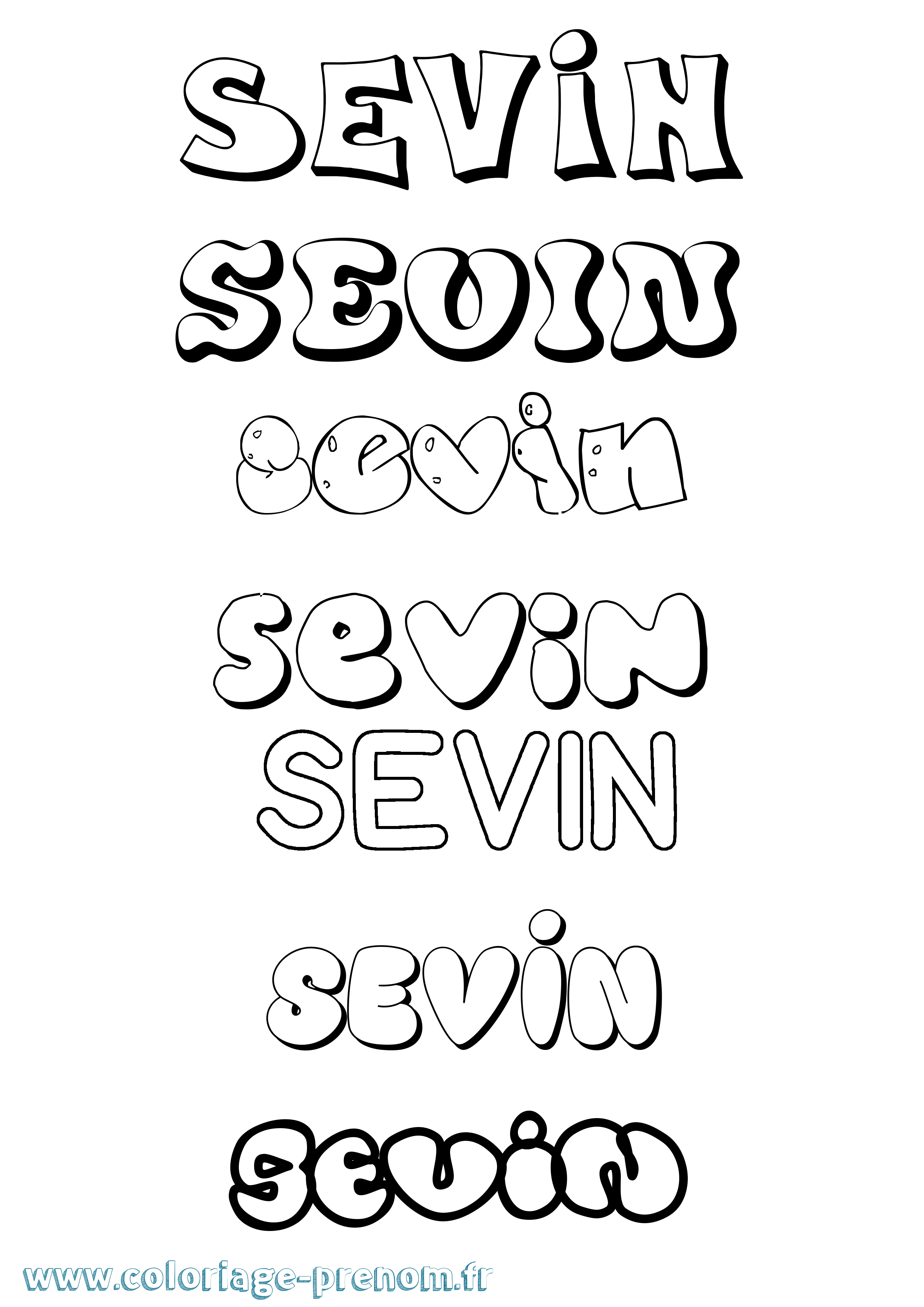Coloriage Sevin Bubble Coloriage prénom Sevin Bubble