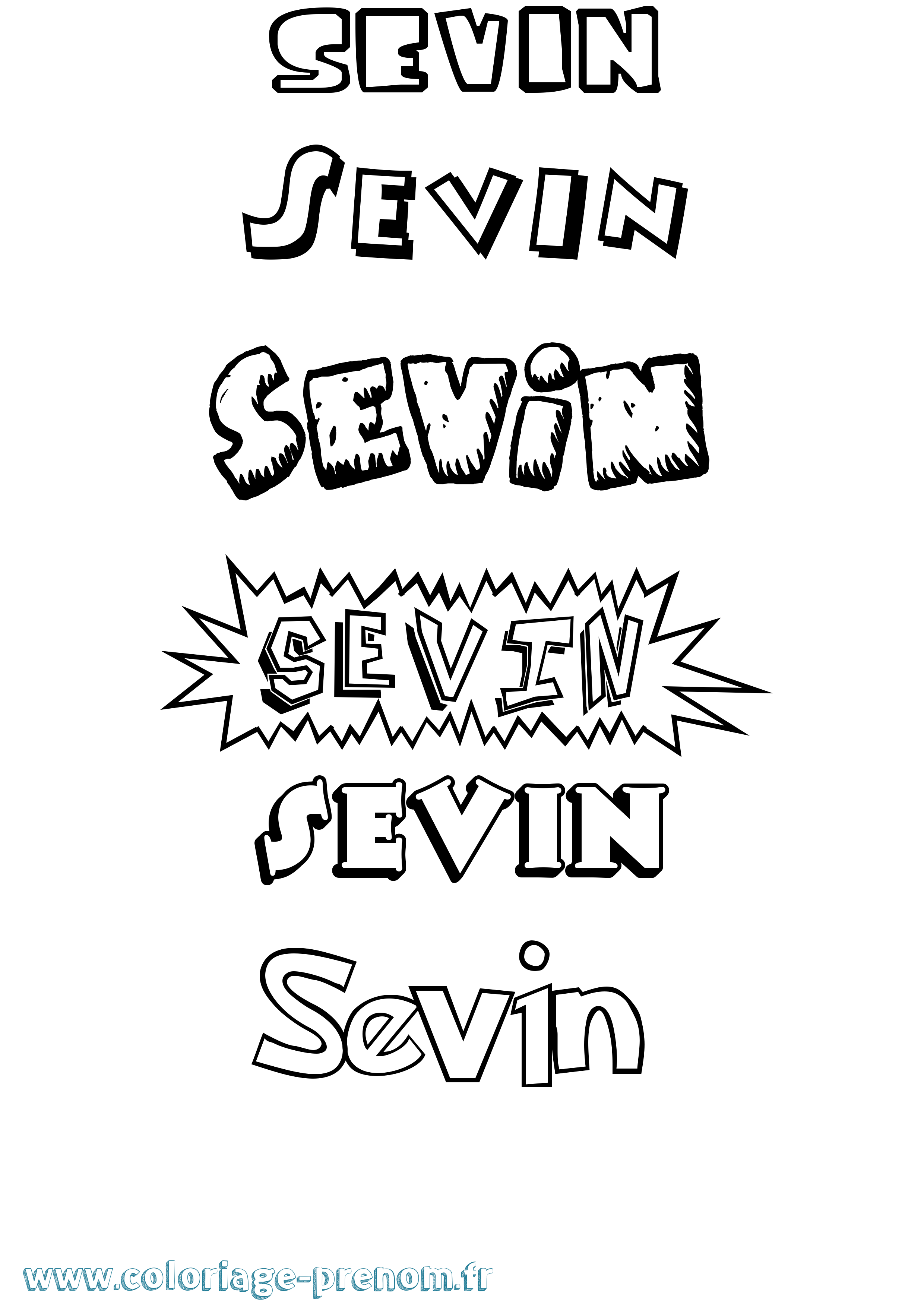 Coloriage Sevin Dessin Animé Coloriage prénom Sevin Dessin Animé