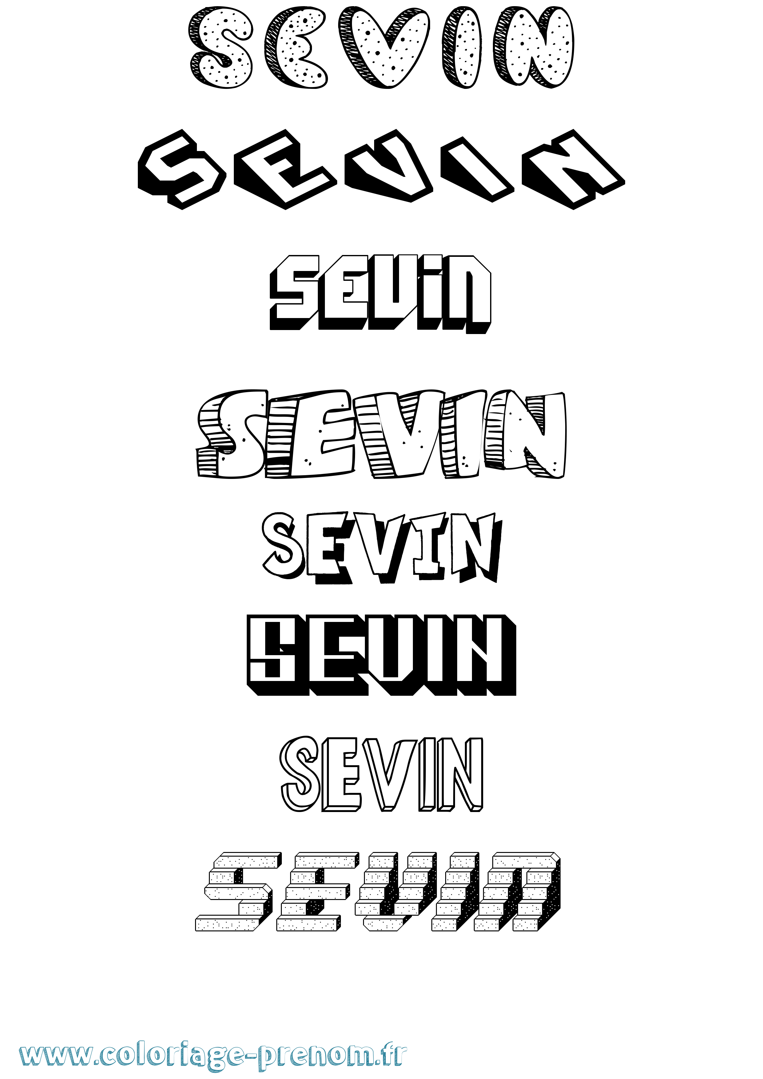 Coloriage Sevin Effet 3D Coloriage prénom Sevin Effet 3D