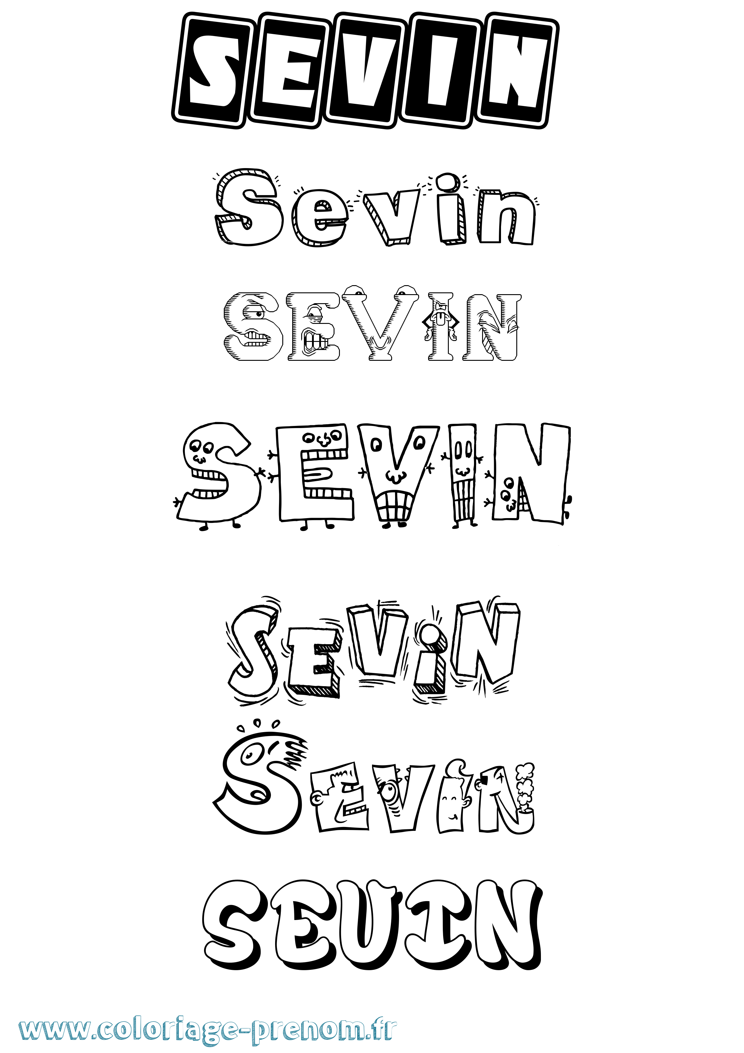 Coloriage Sevin Fun Coloriage prénom Sevin Fun