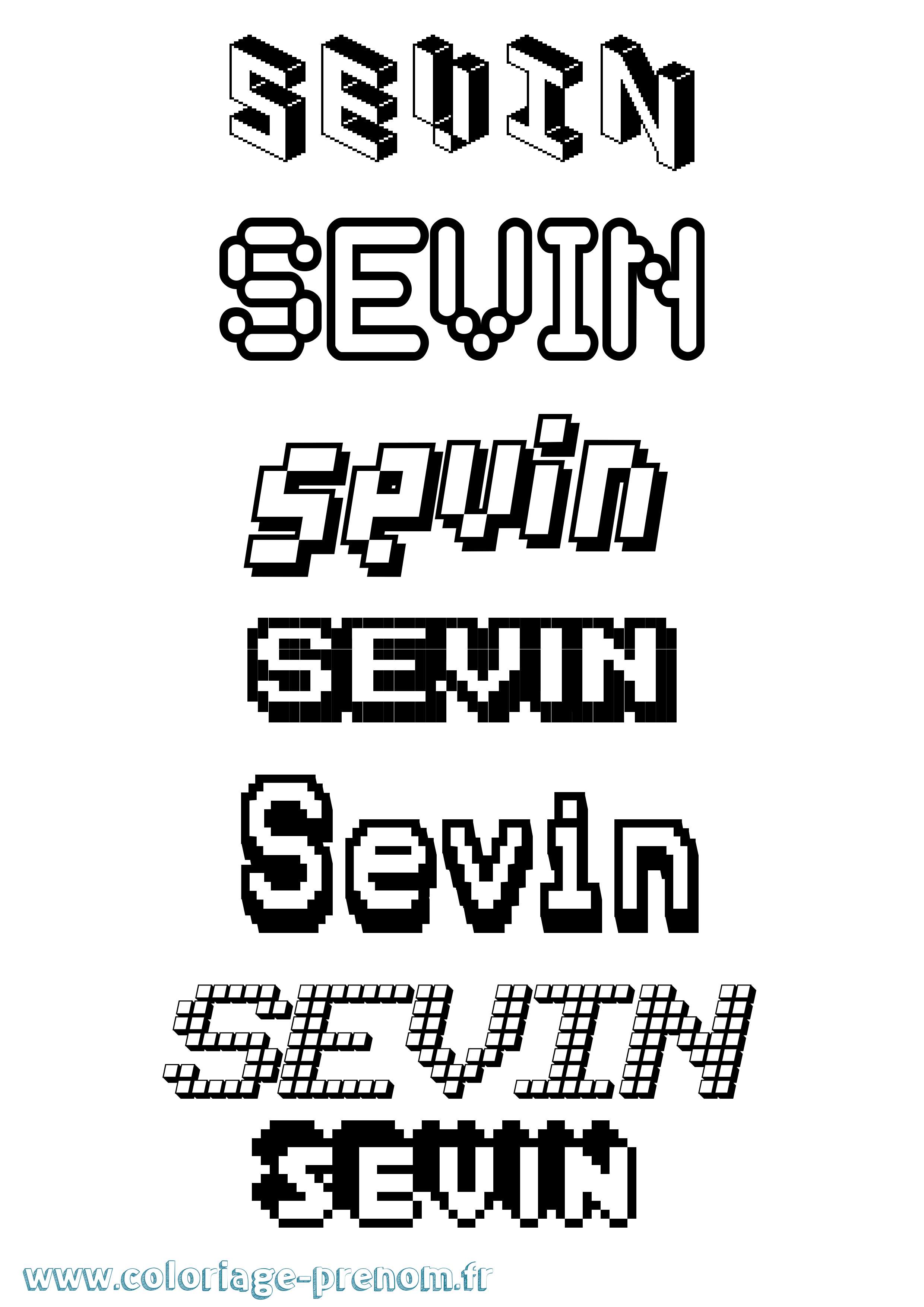 Coloriage Sevin Pixel Coloriage prénom Sevin Pixel