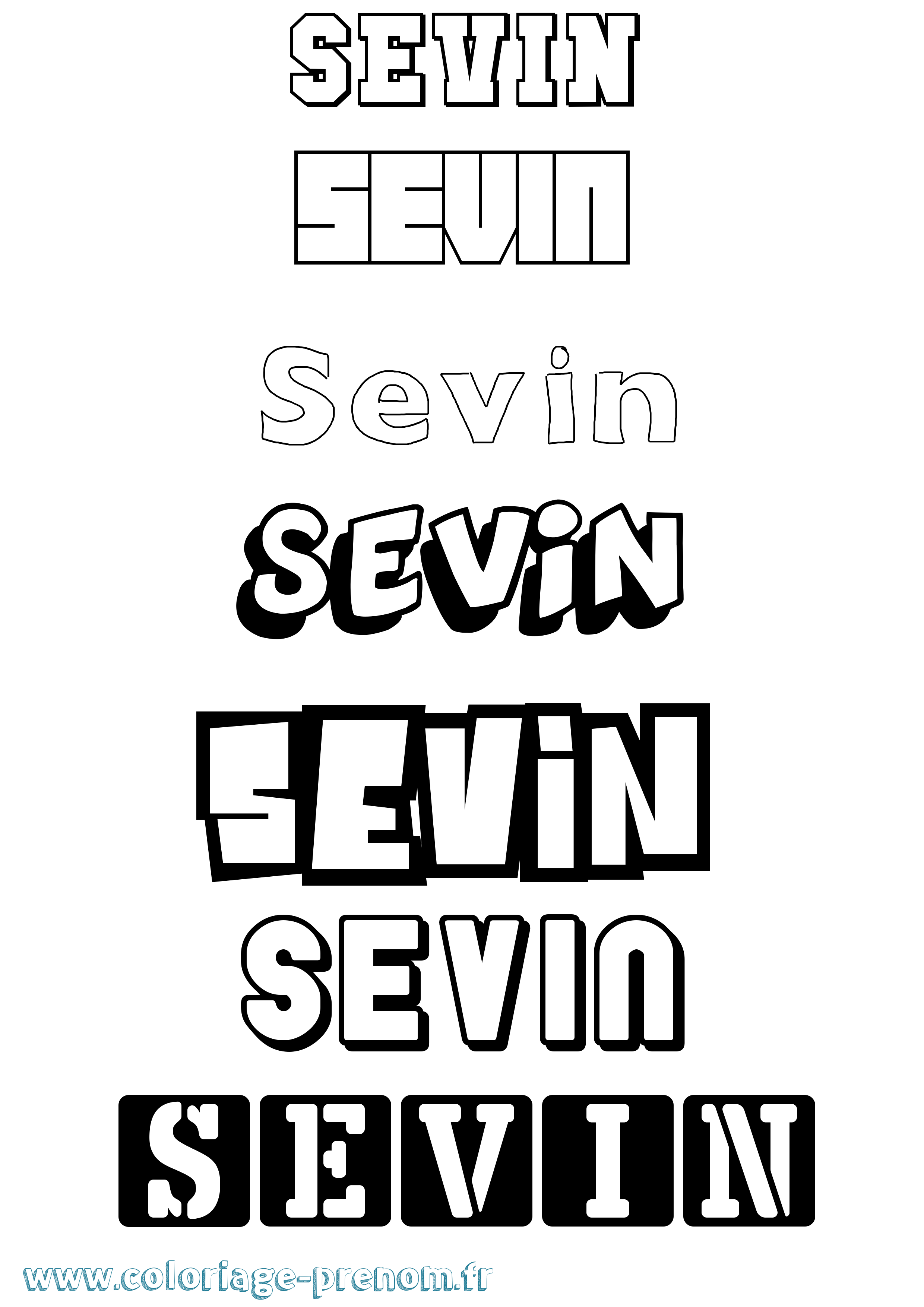 Coloriage Sevin Simple Coloriage prénom Sevin Simple