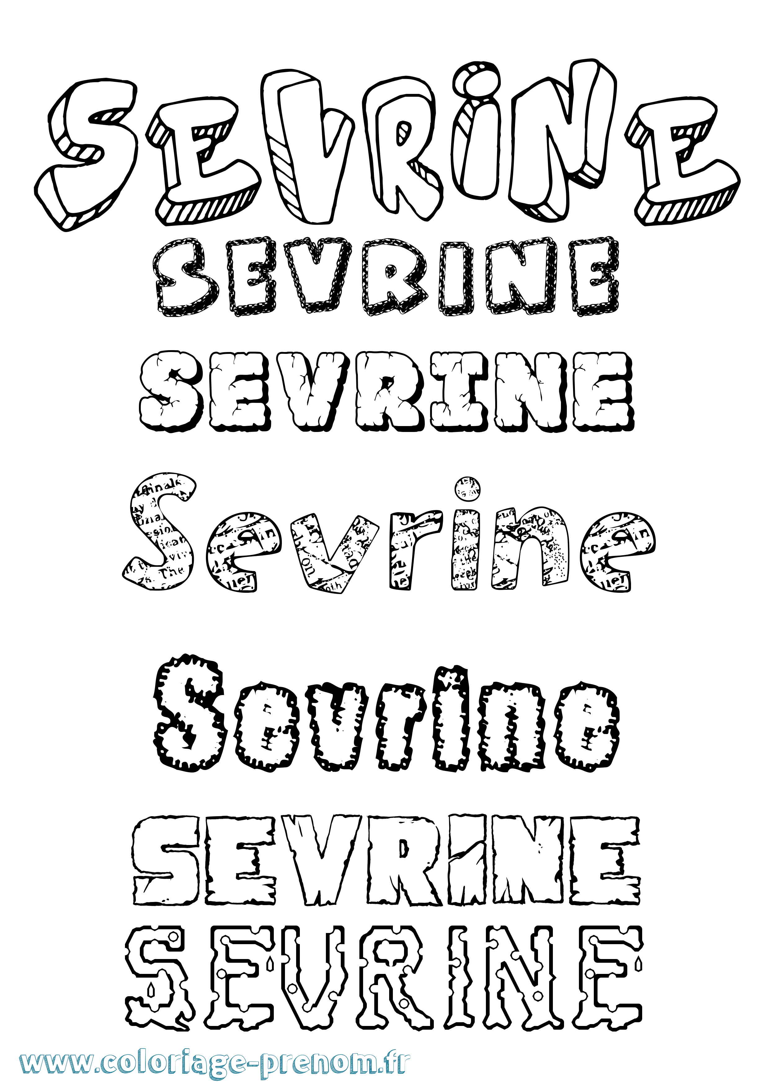 Coloriage Sevrine Destructuré Coloriage prénom Sevrine Destructuré