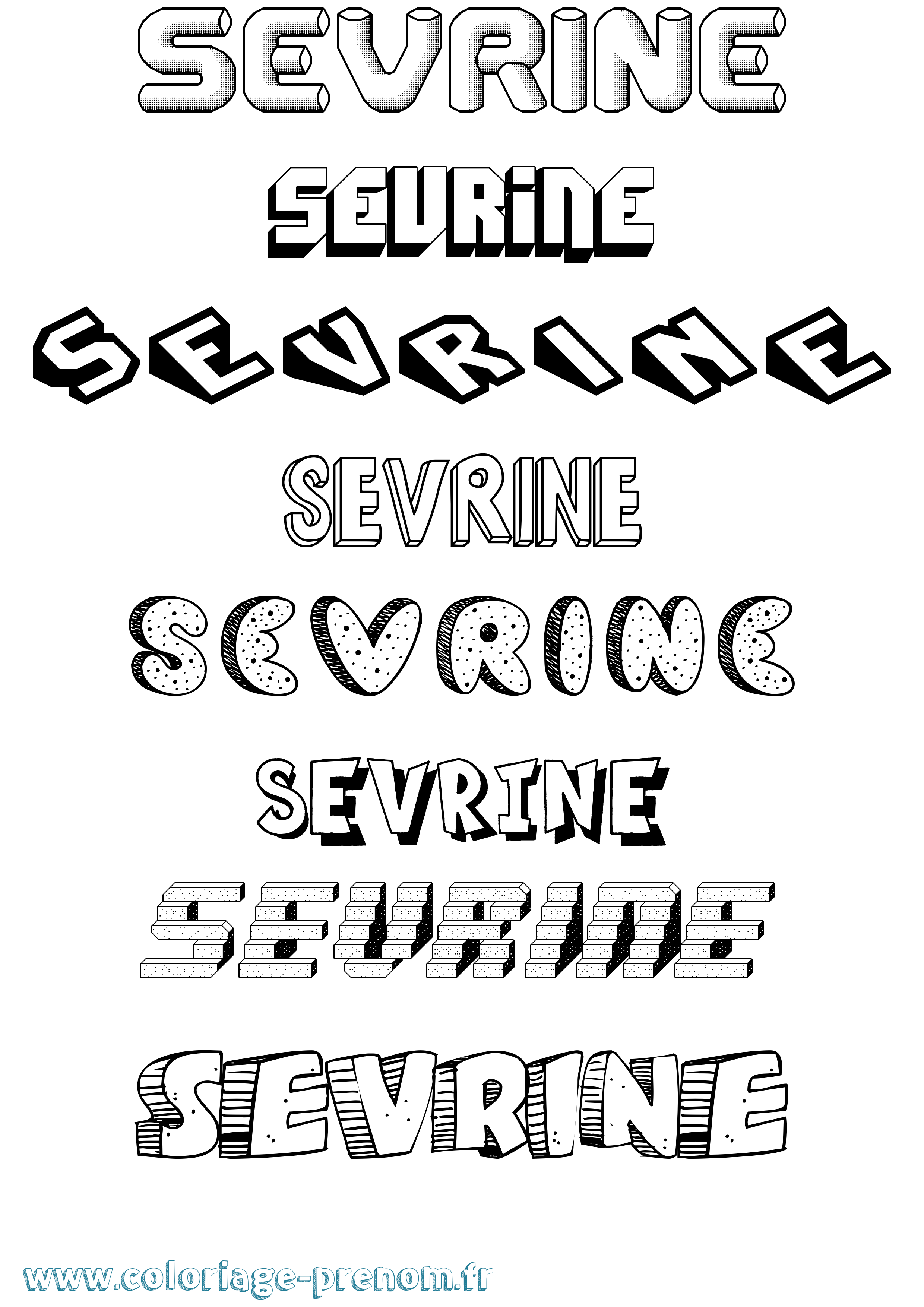 Coloriage Sevrine Effet 3D Coloriage prénom Sevrine Effet 3D