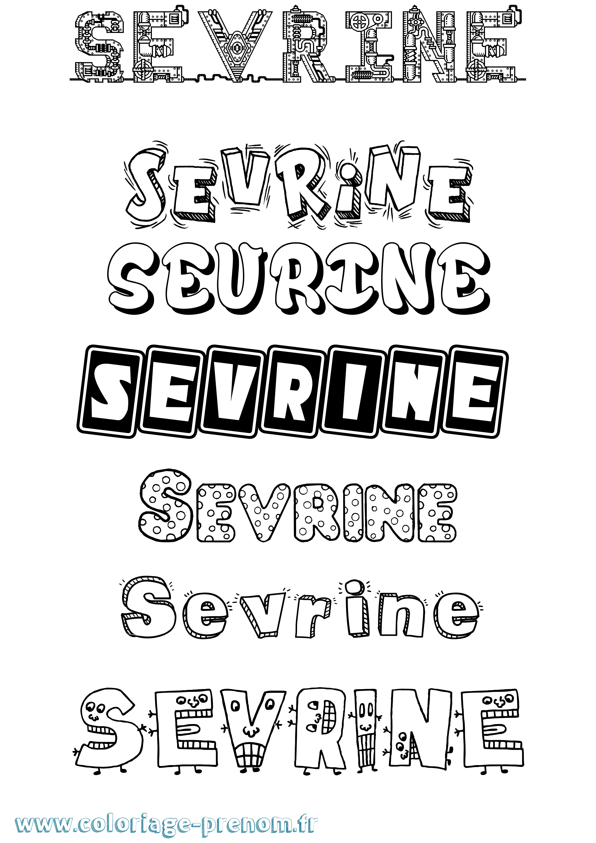 Coloriage Sevrine Fun Coloriage prénom Sevrine Fun