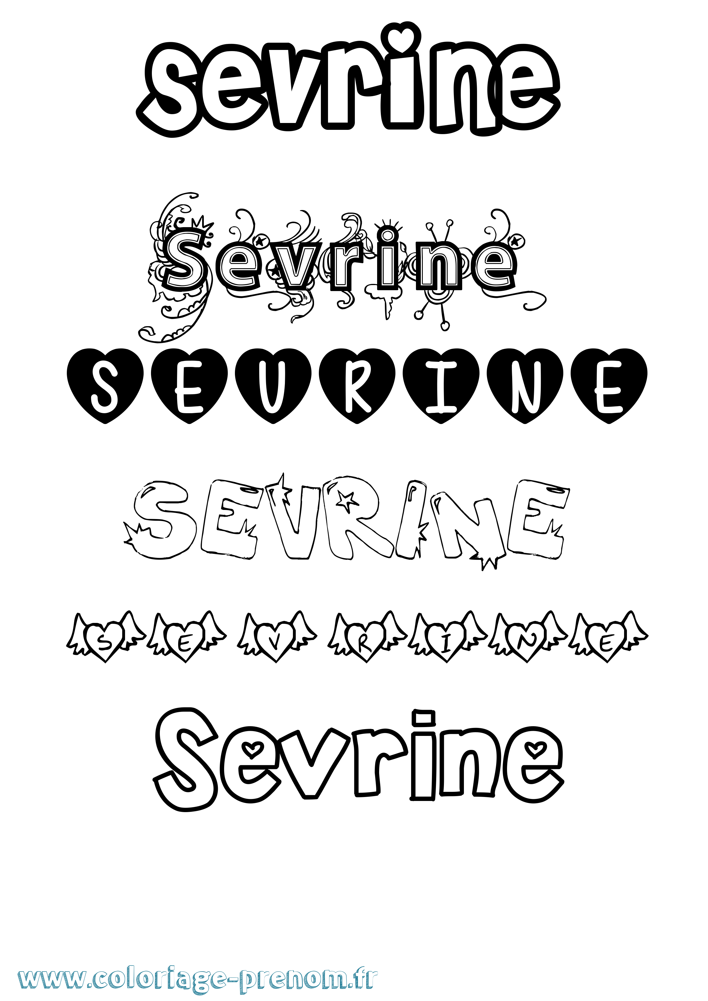 Coloriage Sevrine Girly Coloriage prénom Sevrine Girly