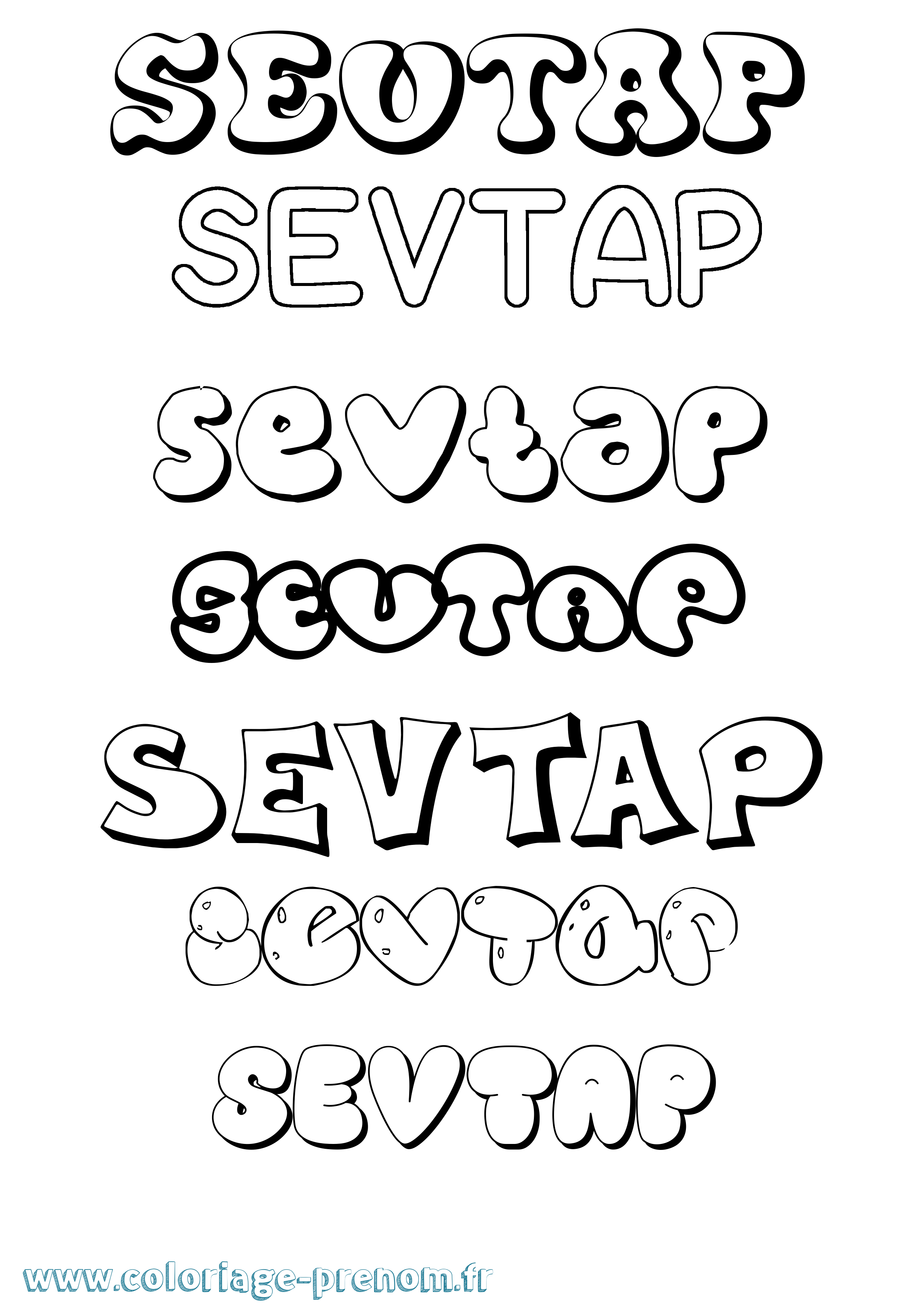 Coloriage Sevtap Bubble Coloriage prénom Sevtap Bubble