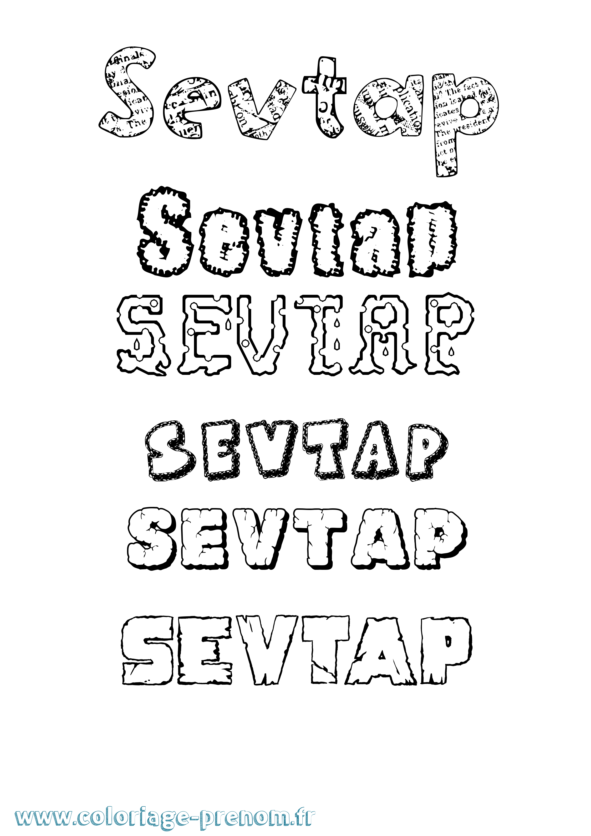 Coloriage Sevtap Destructuré Coloriage prénom Sevtap Destructuré