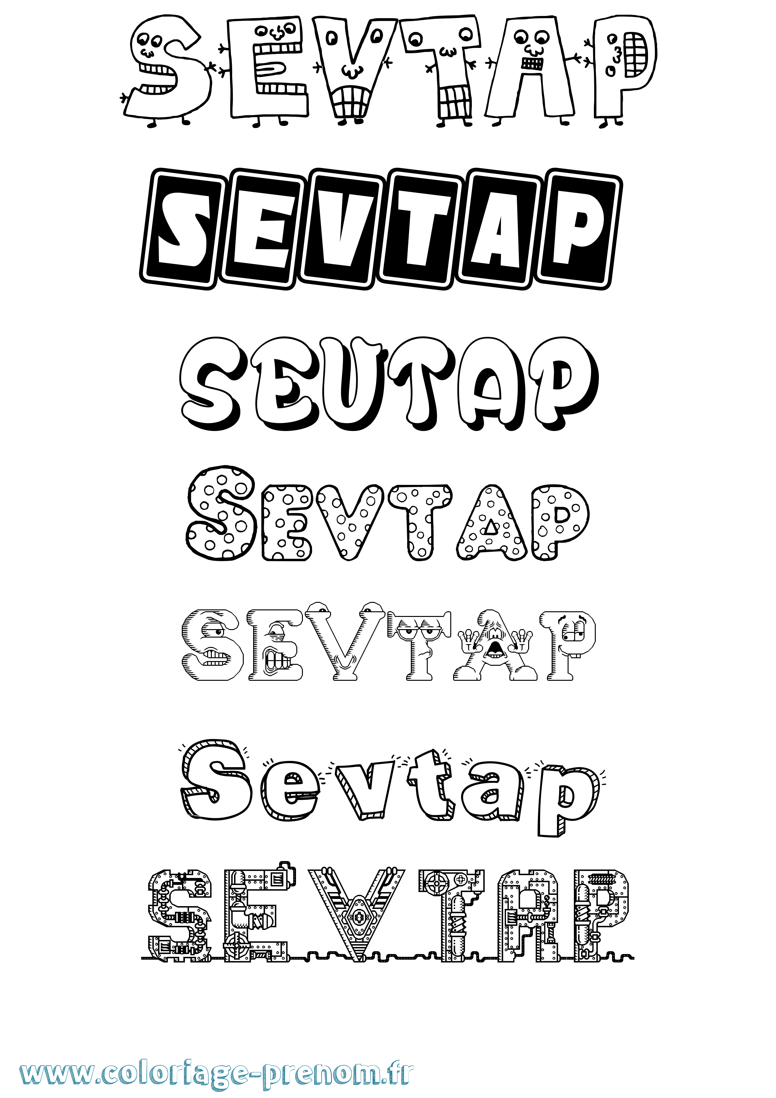Coloriage Sevtap Fun Coloriage prénom Sevtap Fun