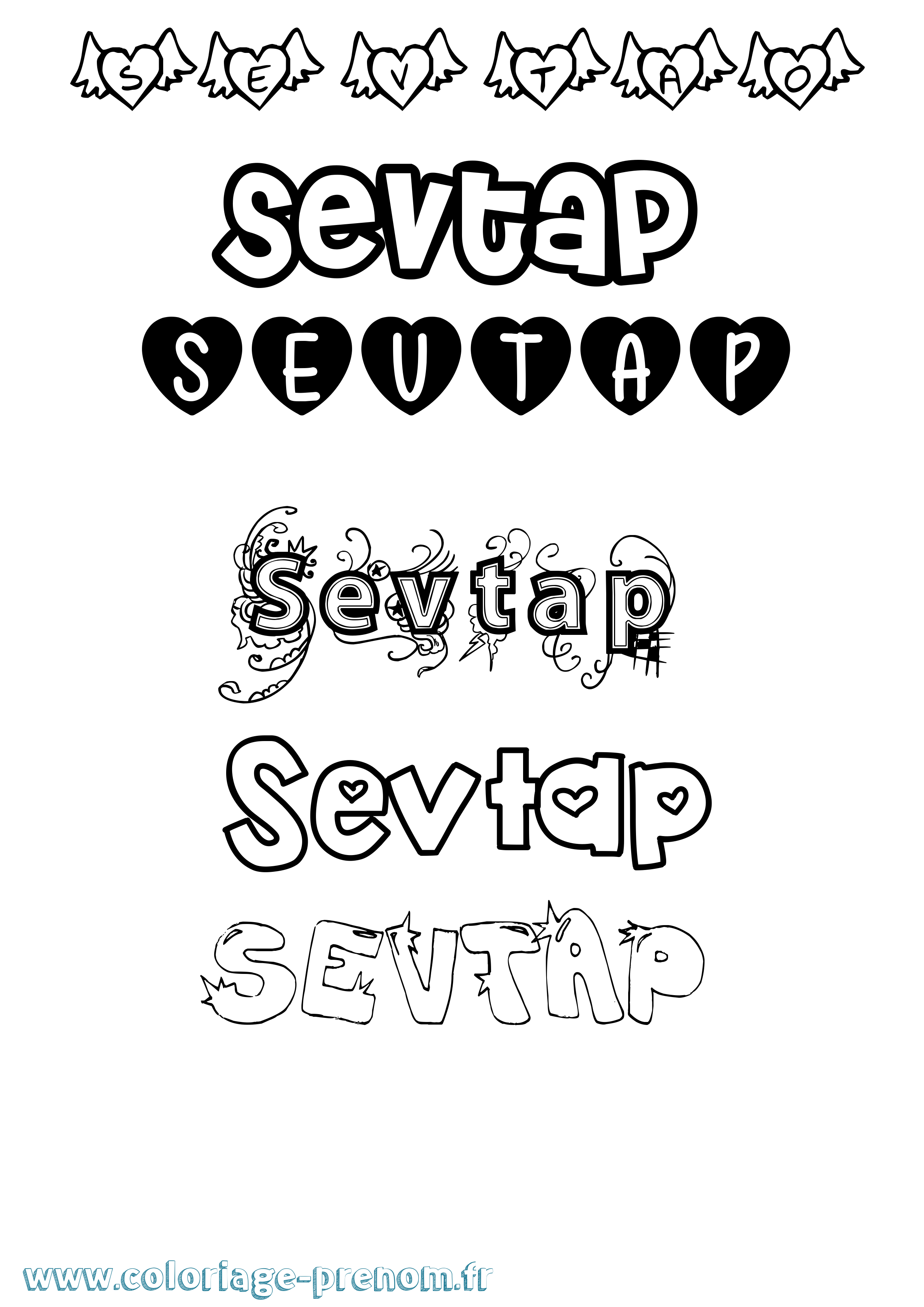 Coloriage Sevtap Girly Coloriage prénom Sevtap Girly