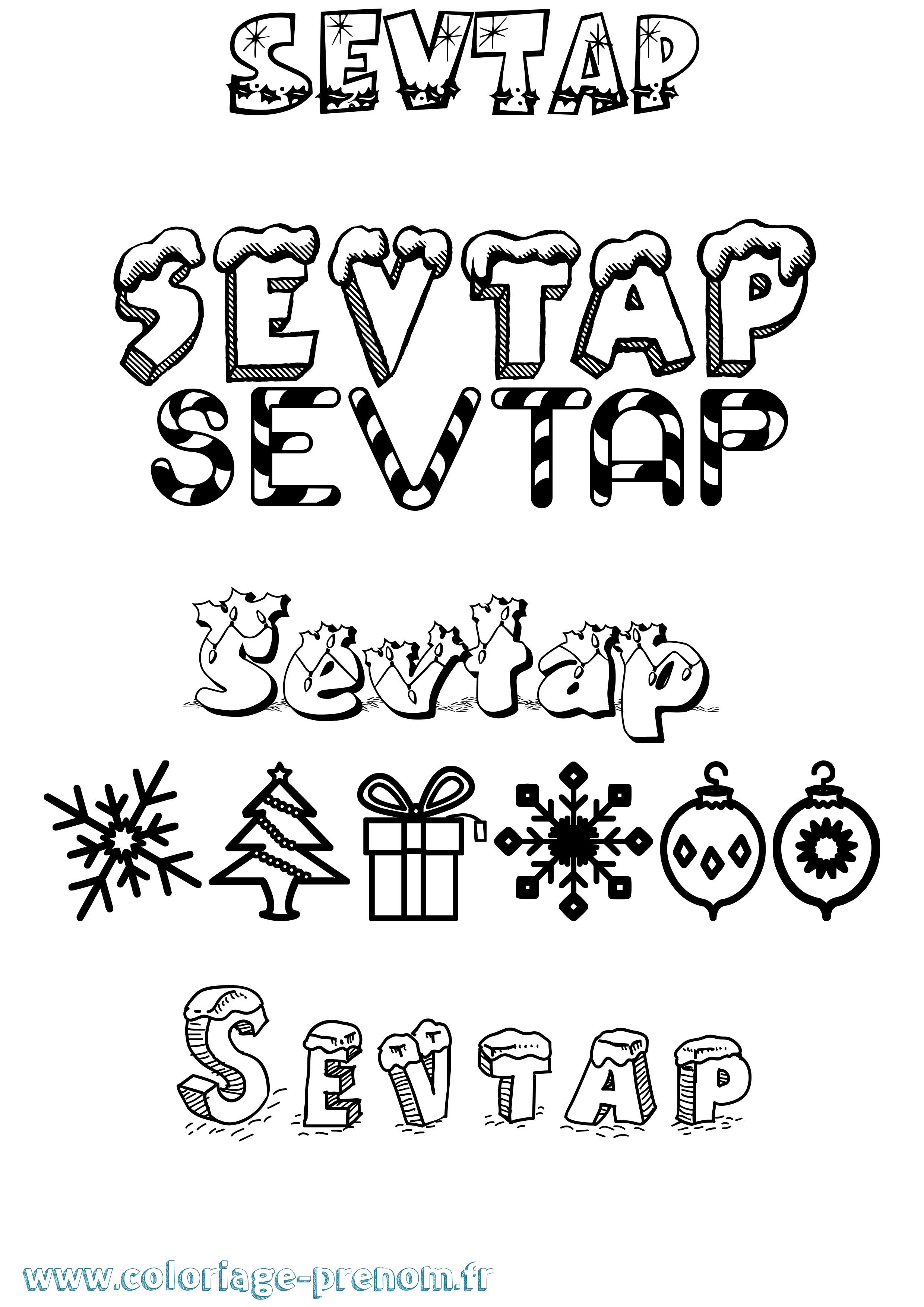 Coloriage Sevtap Noël Coloriage prénom Sevtap Noël