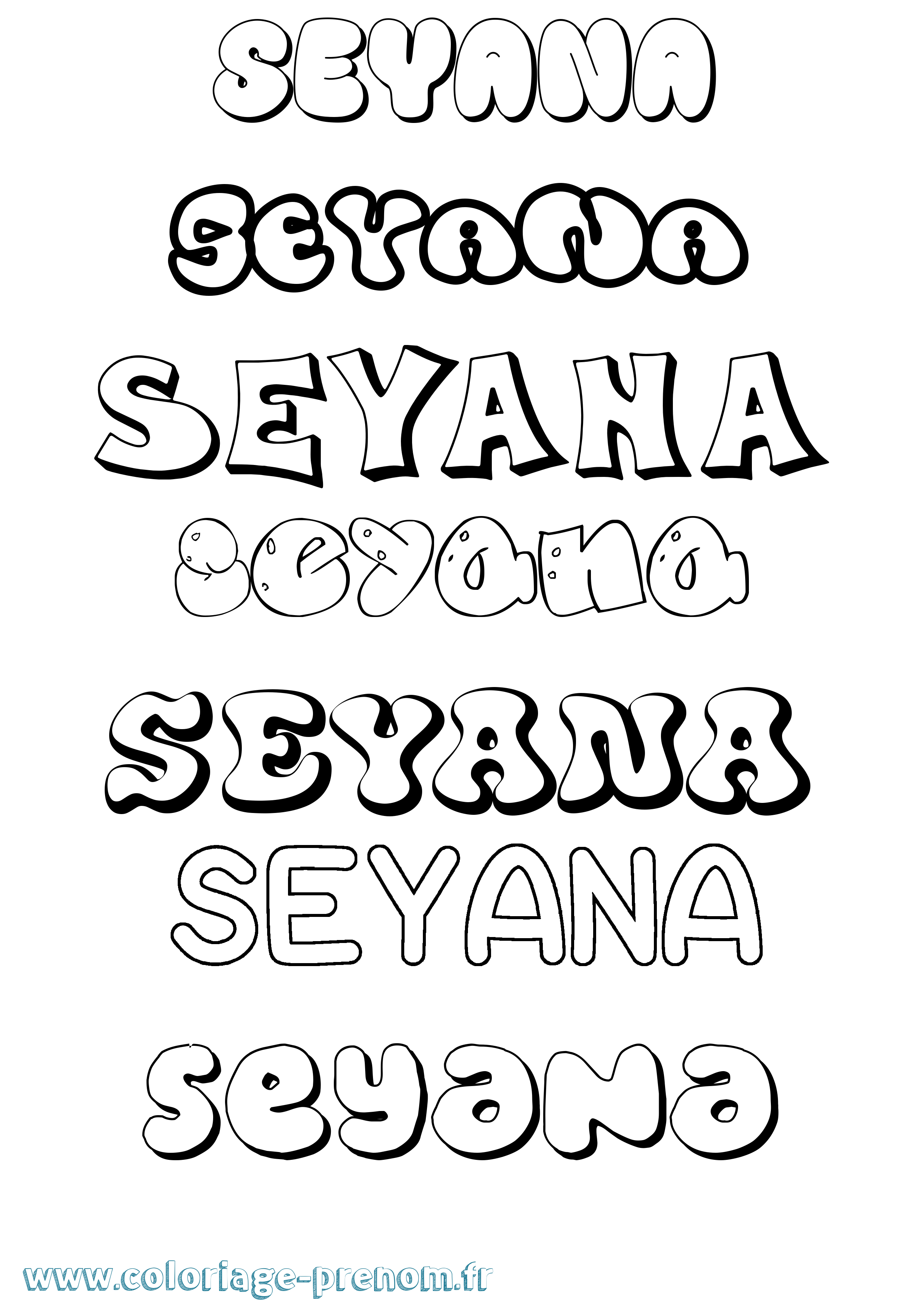Coloriage Seyana Bubble Coloriage prénom Seyana Bubble