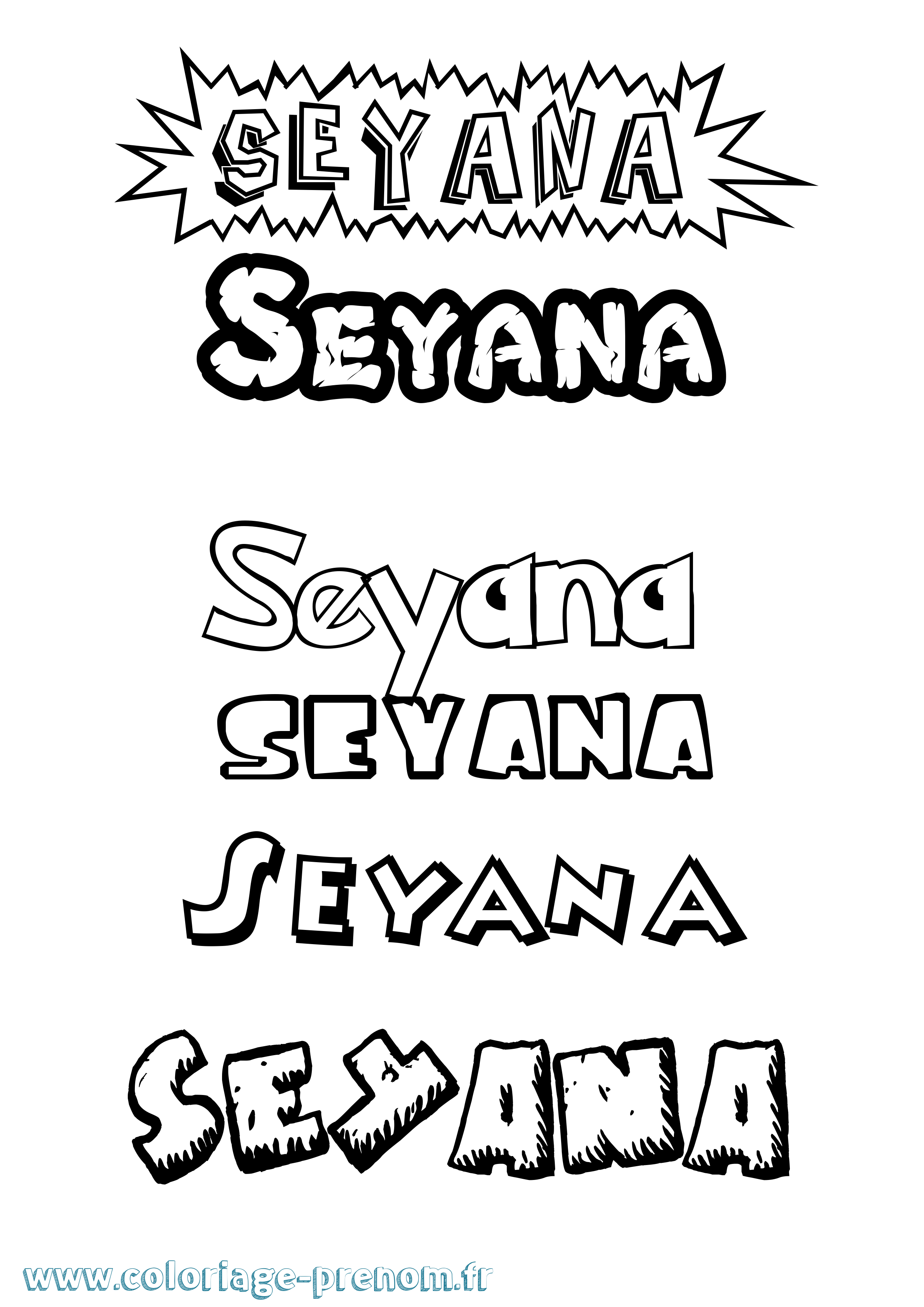 Coloriage Seyana Dessin Animé Coloriage prénom Seyana Dessin Animé