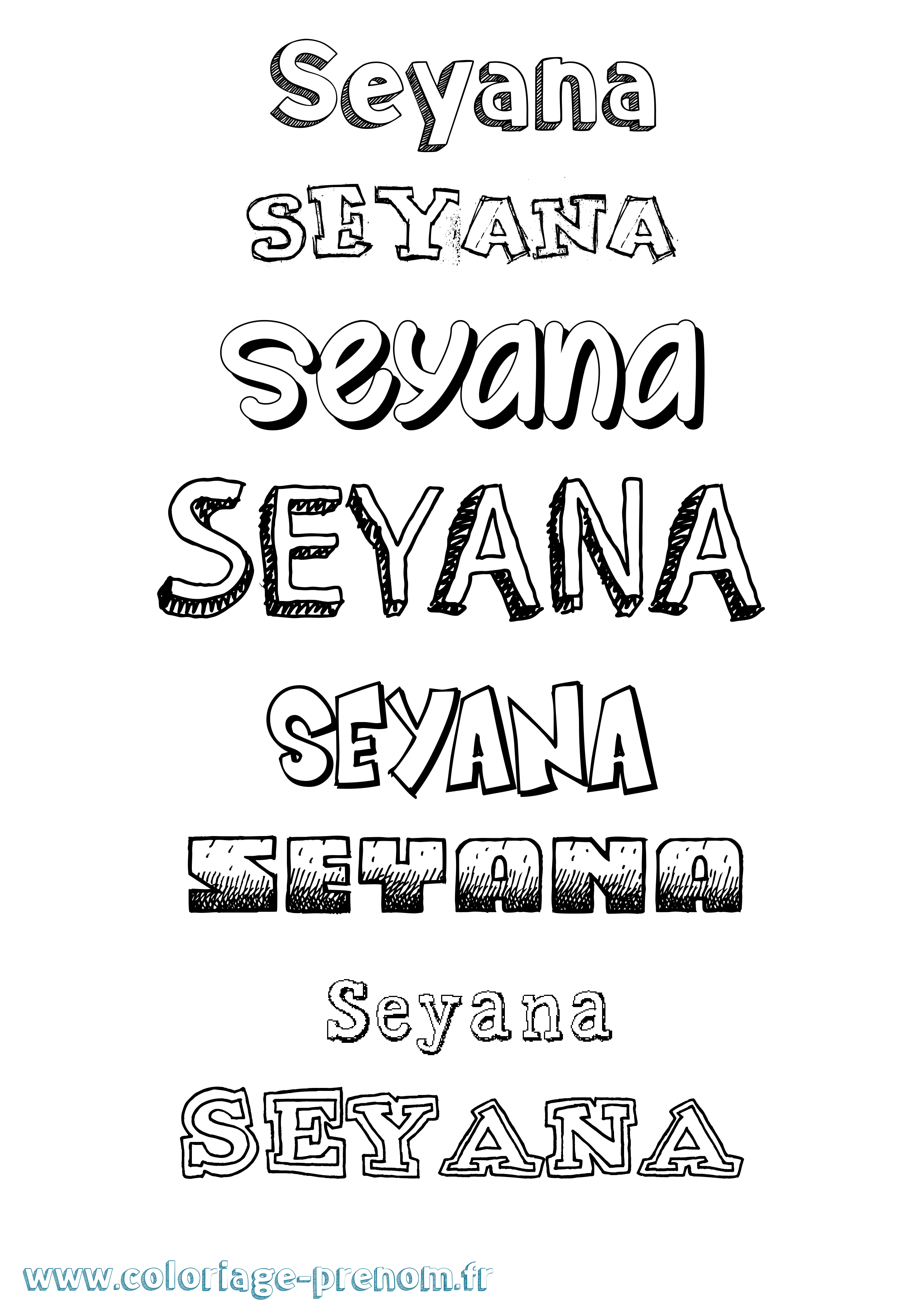 Coloriage Seyana Dessiné Coloriage prénom Seyana Dessiné