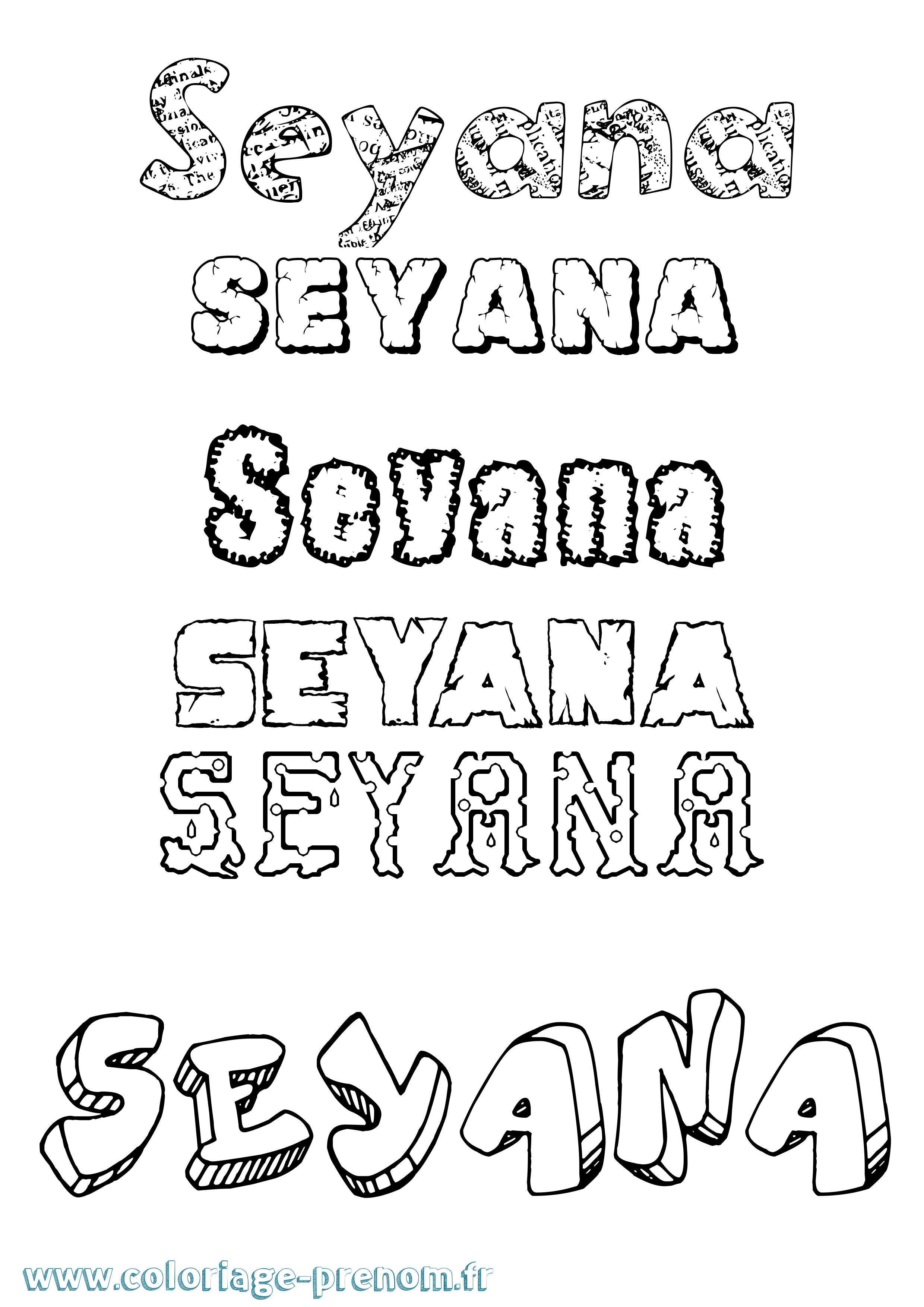 Coloriage Seyana Destructuré Coloriage prénom Seyana Destructuré
