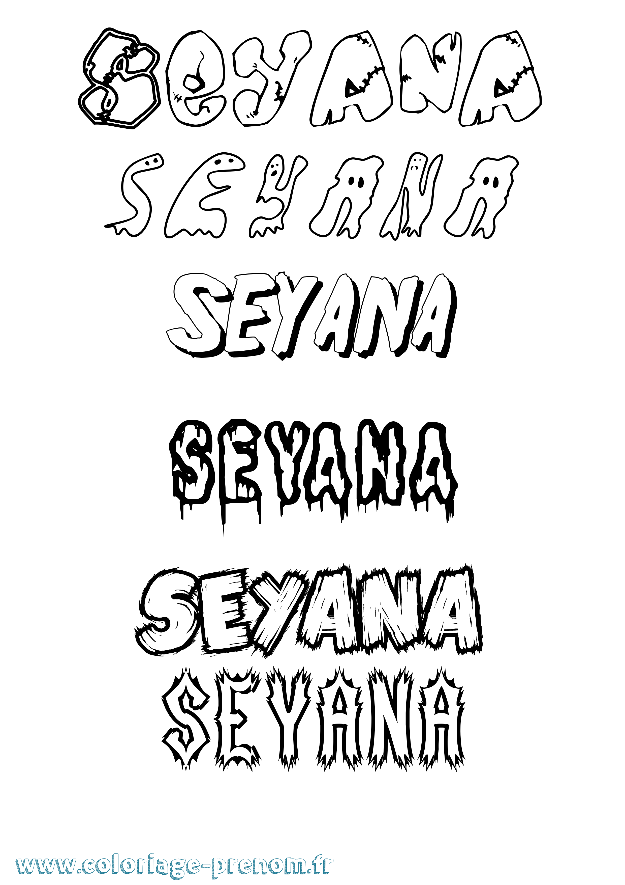 Coloriage Seyana Frisson Coloriage prénom Seyana Frisson
