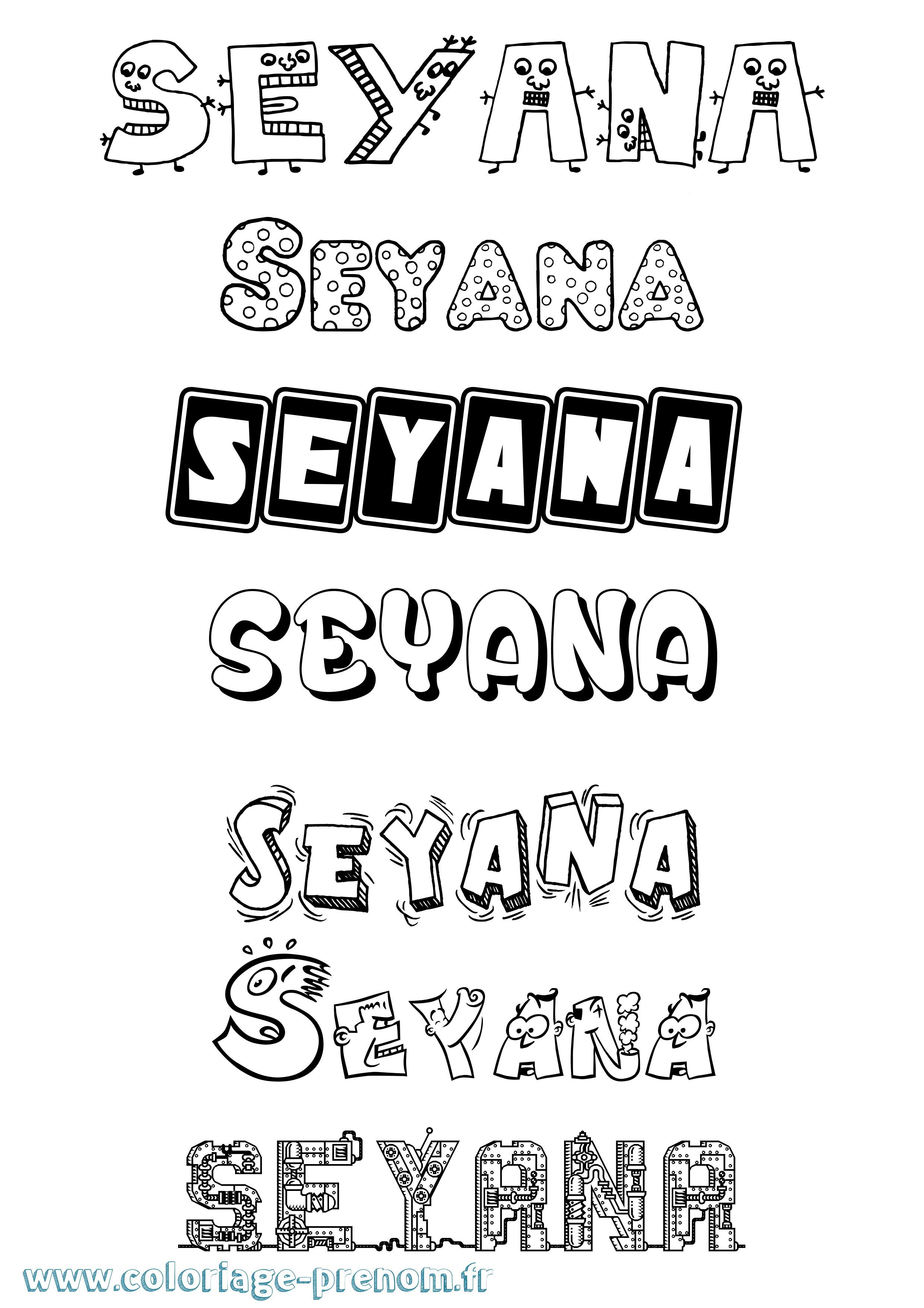 Coloriage Seyana Fun Coloriage prénom Seyana Fun