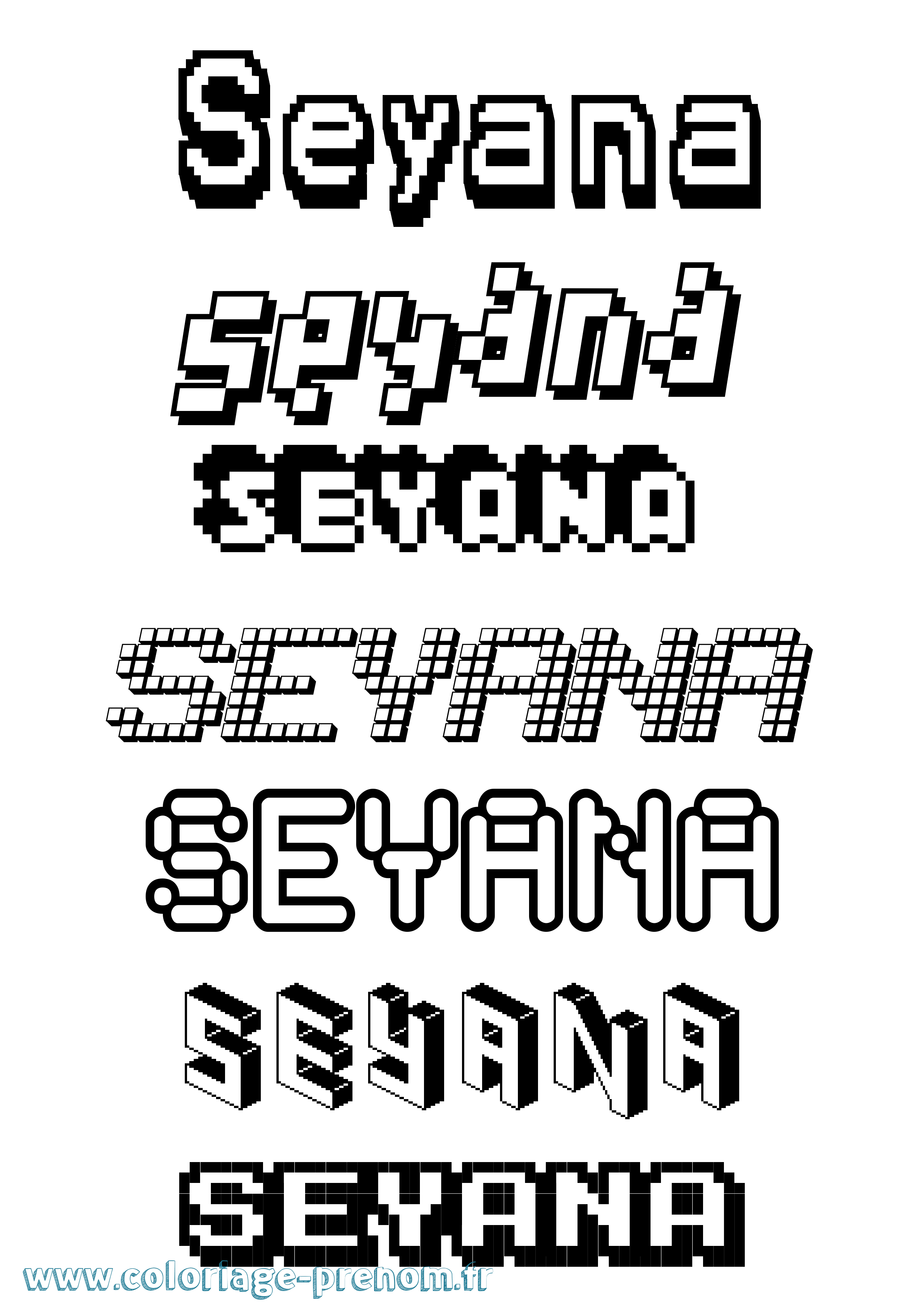 Coloriage Seyana Pixel Coloriage prénom Seyana Pixel