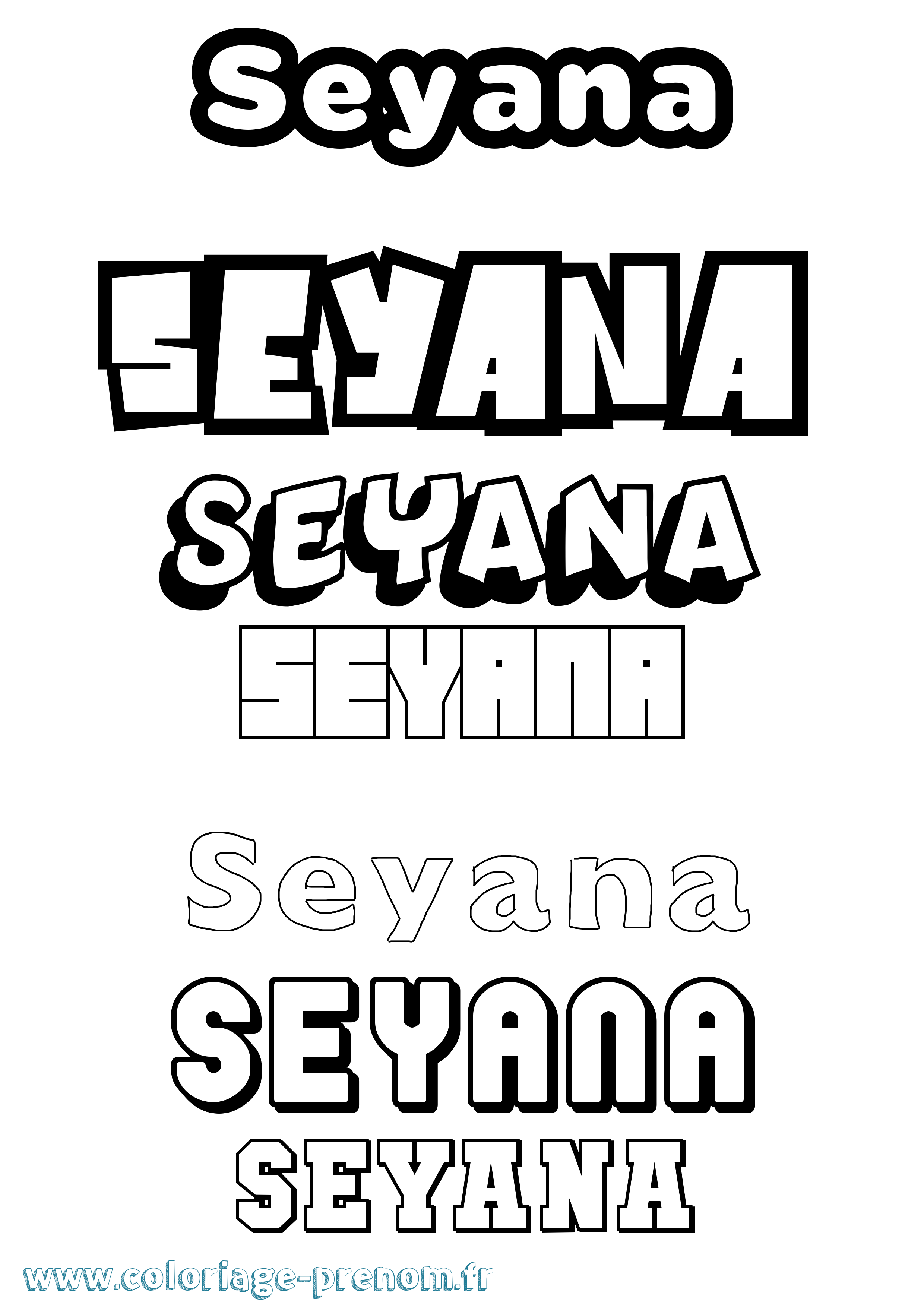 Coloriage Seyana Simple Coloriage prénom Seyana Simple