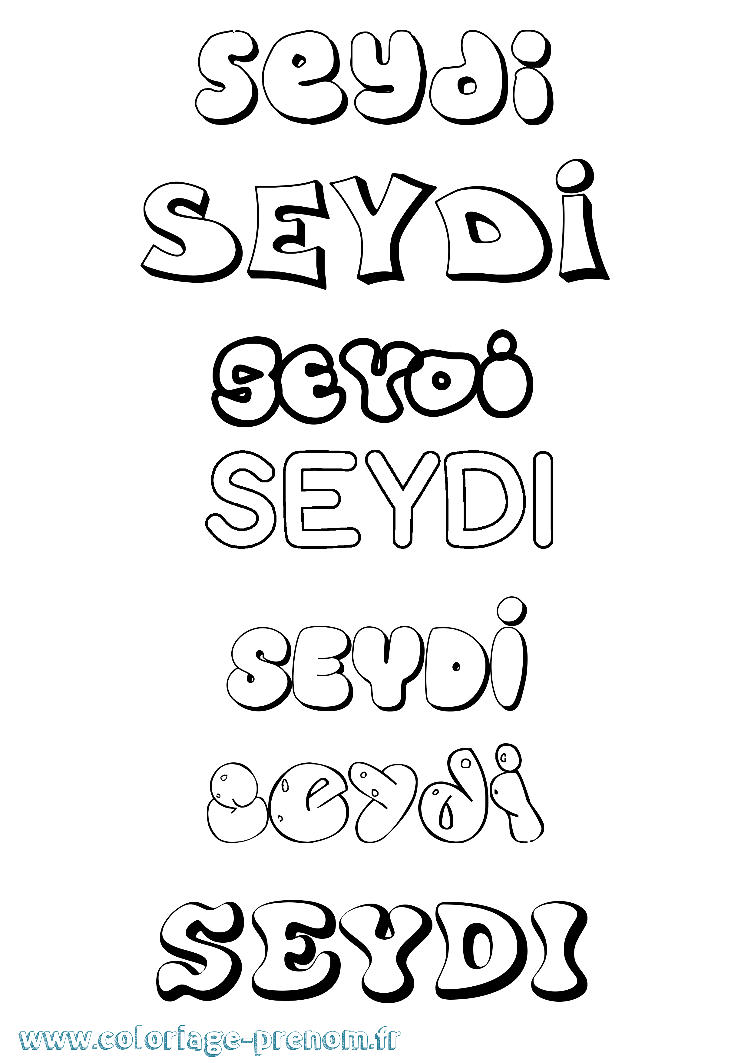 Coloriage Seydi Bubble Coloriage prénom Seydi Bubble
