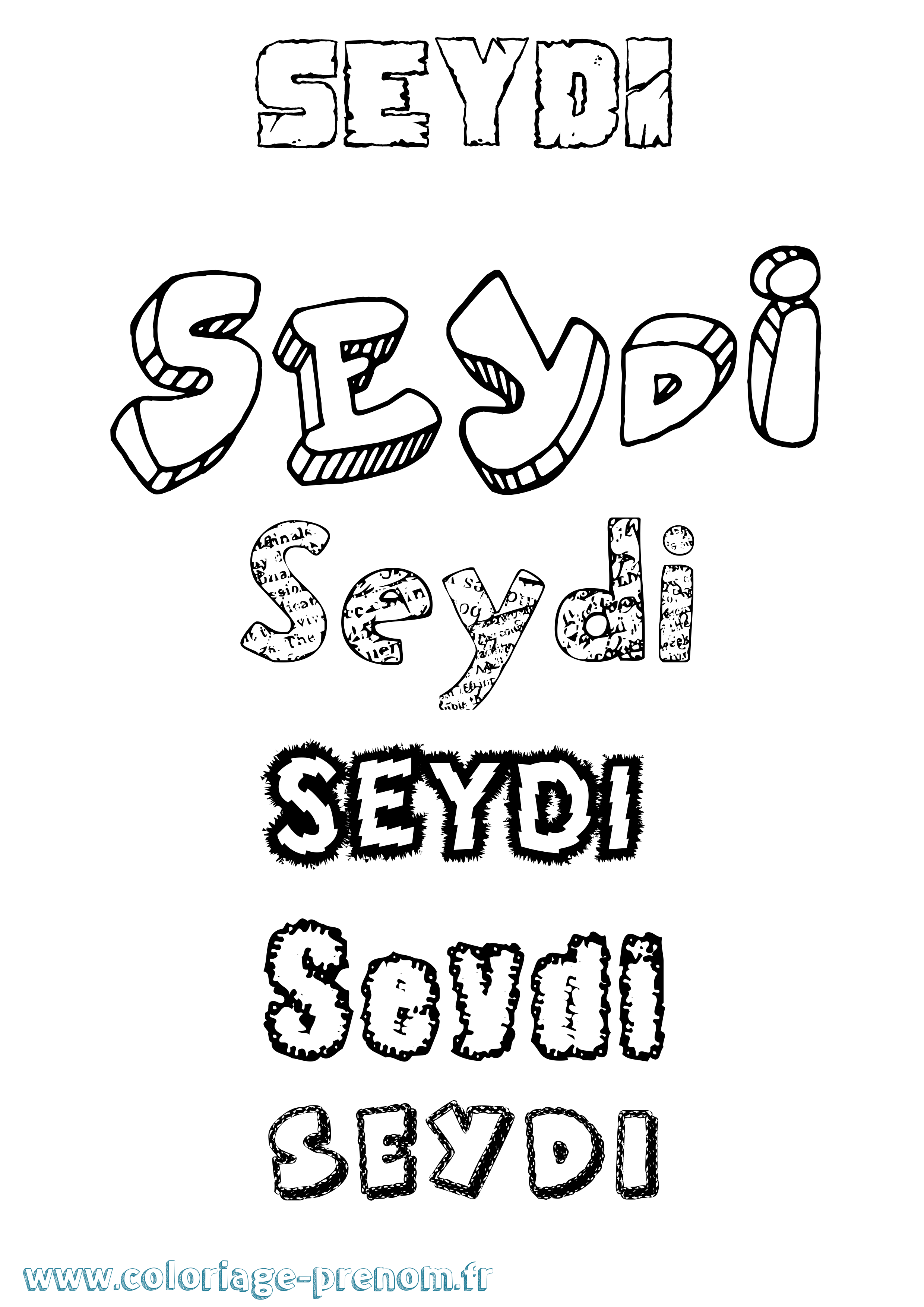 Coloriage Seydi Destructuré Coloriage prénom Seydi Destructuré