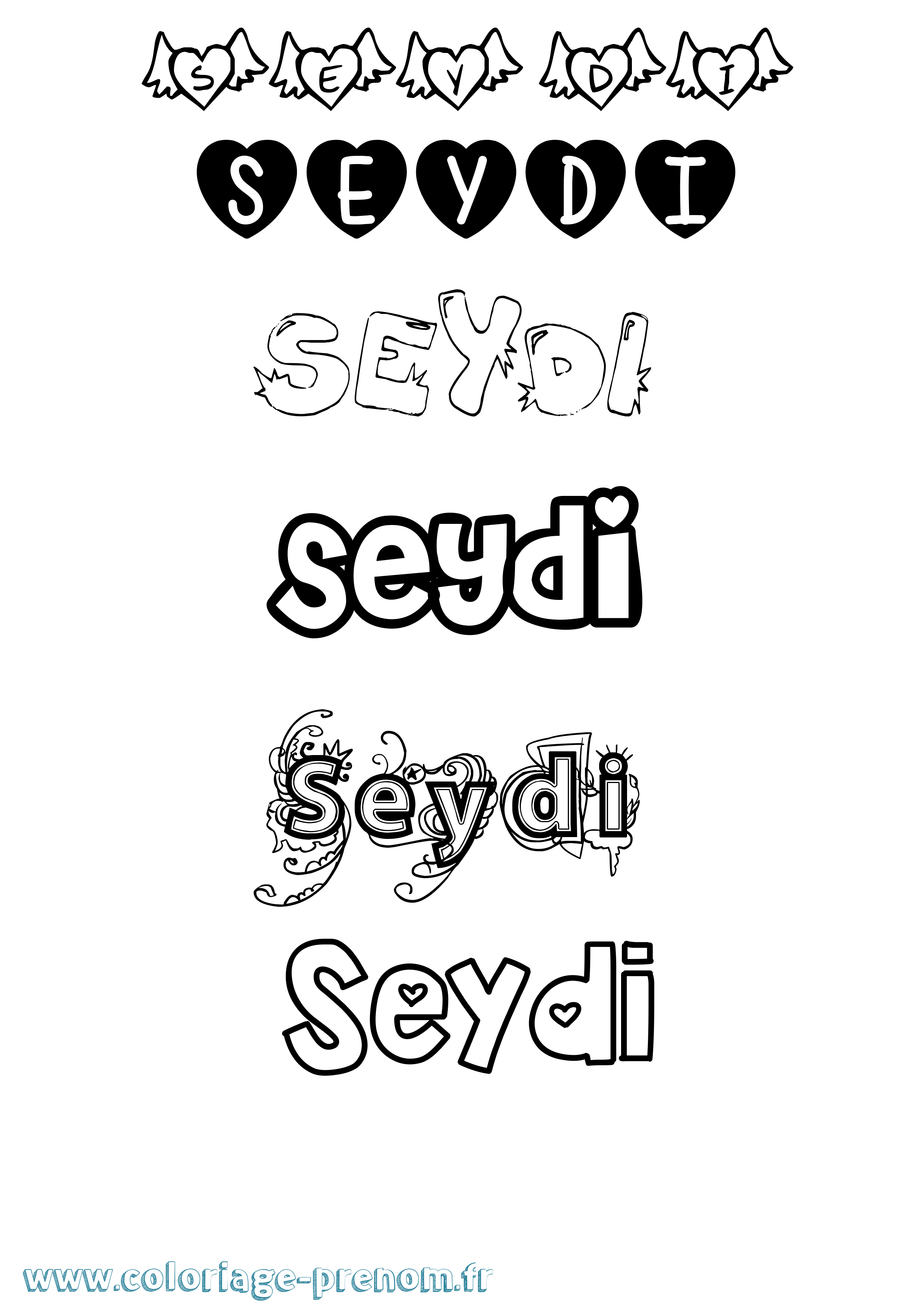 Coloriage Seydi Girly Coloriage prénom Seydi Girly