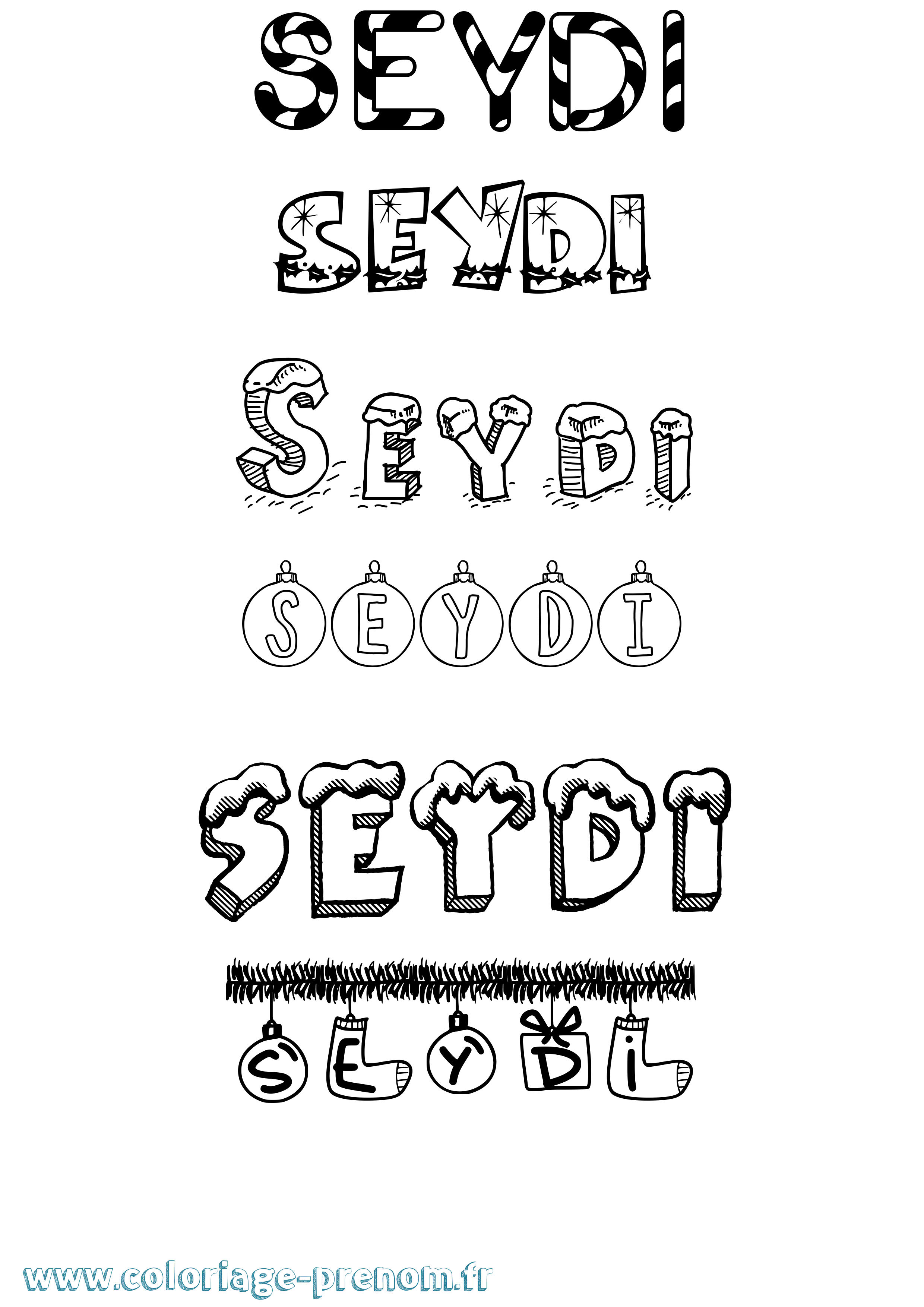 Coloriage Seydi Noël Coloriage prénom Seydi Noël
