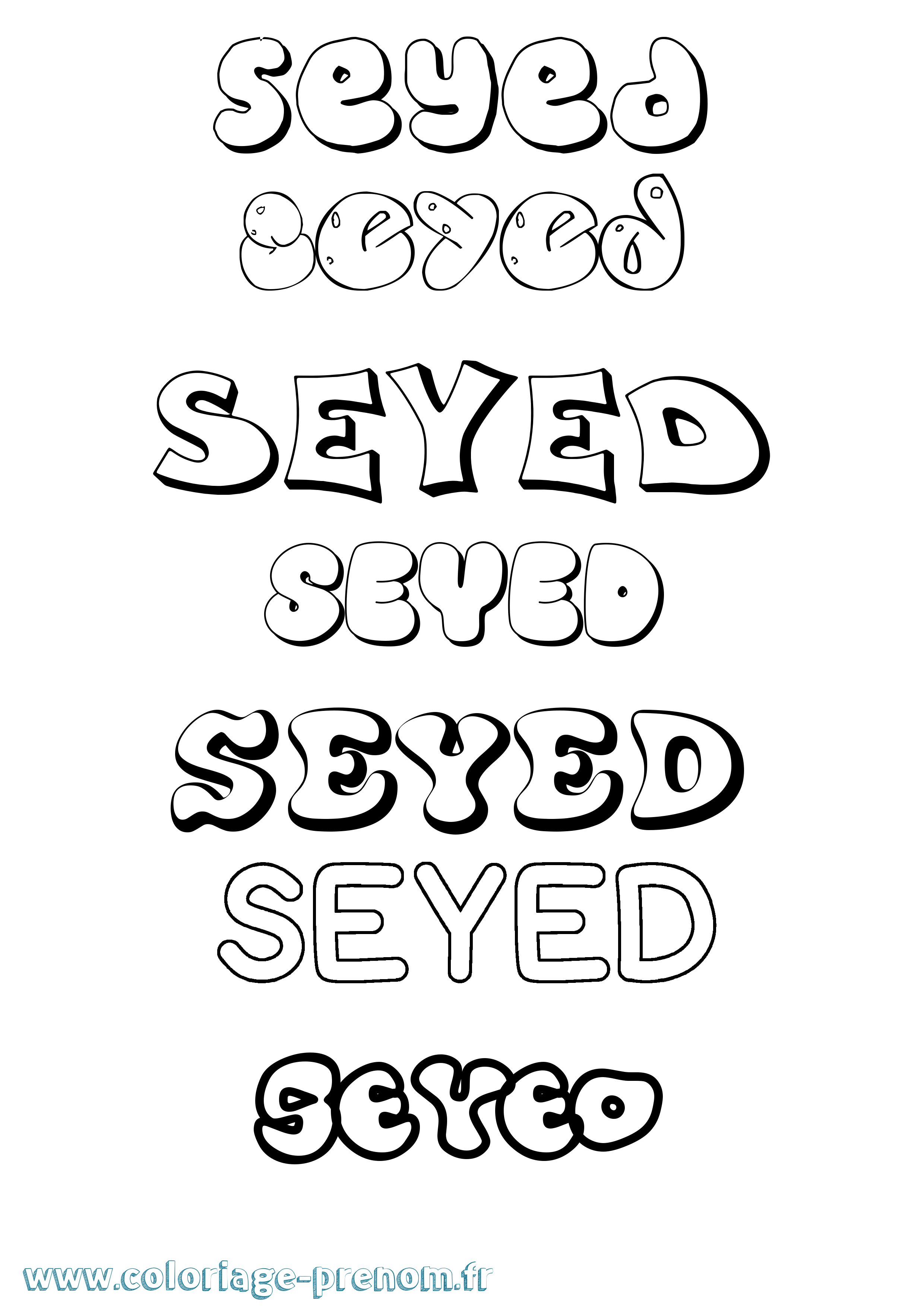Coloriage Seyed Bubble Coloriage prénom Seyed Bubble