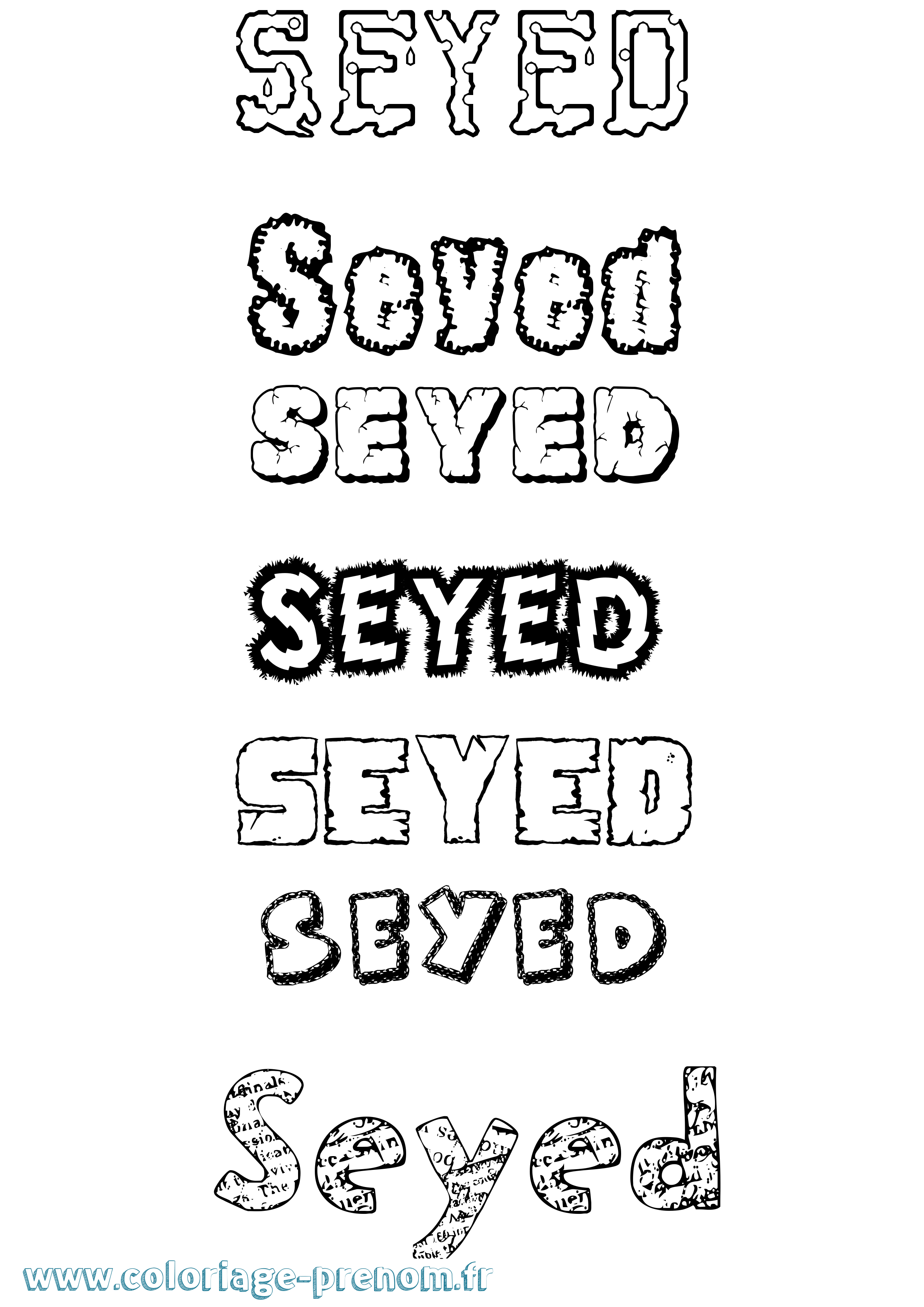 Coloriage Seyed Destructuré Coloriage prénom Seyed Destructuré